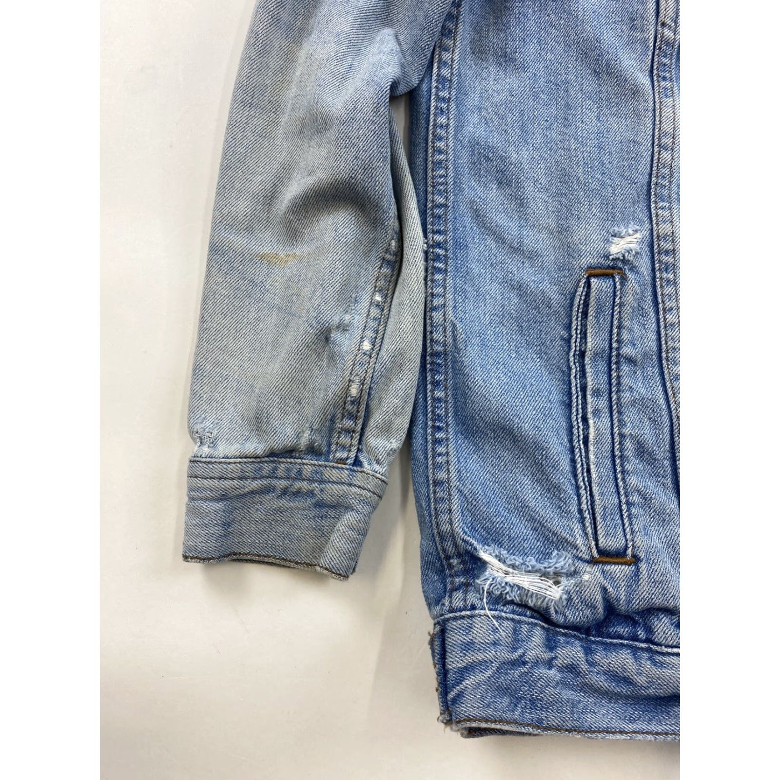Madewell VINTAGE Madewell Denim Jacket Womens 2XS Blue Distressed Jacket Womens 2XS Blue Distressed Size XXS / US 00 / IT 34 - 2 Thumbnail
