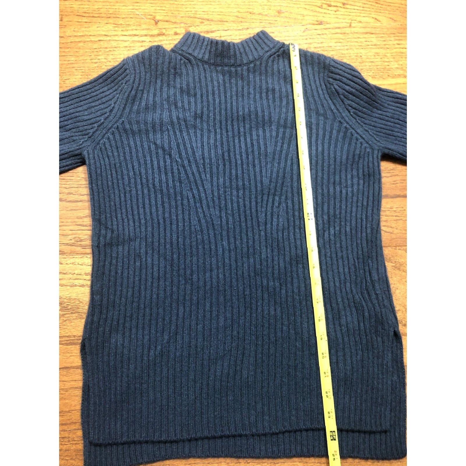 Vince Vince Womens Sweater Tunic Crew Neck Long Sleeve Blue Wool Cashmere Ribbed Small Tide Pool Blue Tide Pool Blue Size S / US 4 / IT 40 - 7 Thumbnail