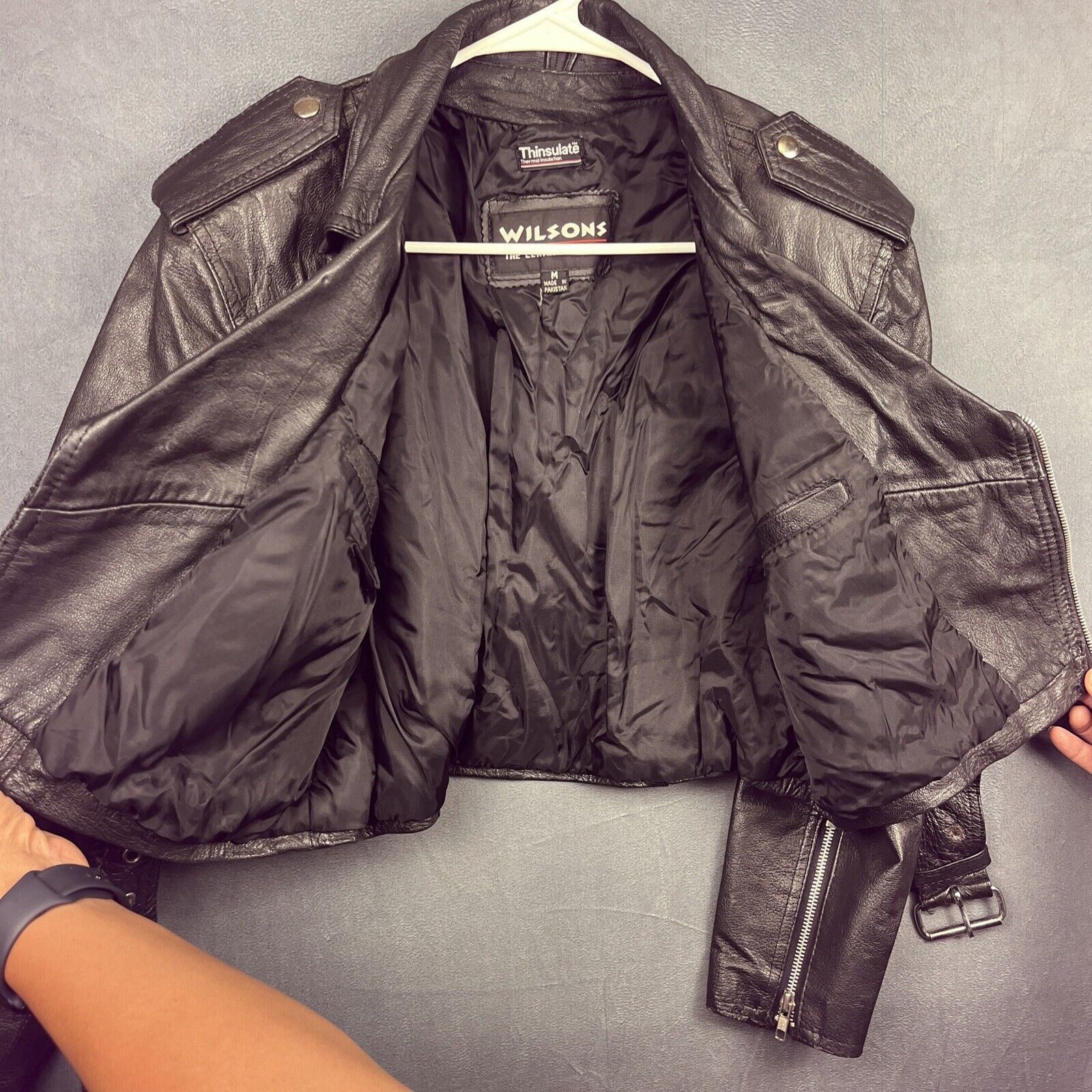Wilsons Leather Vintage Wilsons Leather Moto Biker Cropped Jacket Medium Size M / US 6-8 / IT 42-44 - 3 Thumbnail