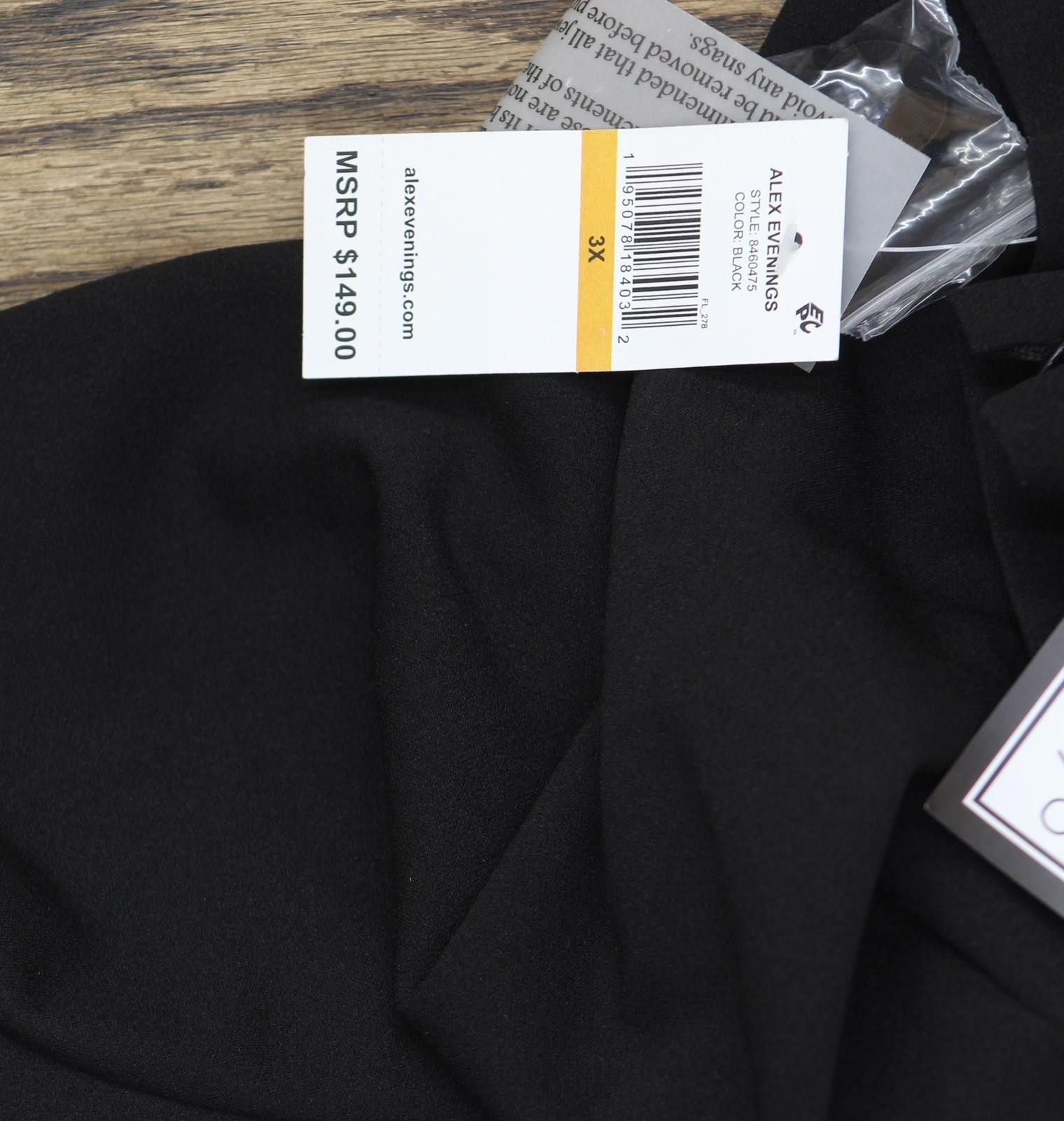 Other Nwt Alex Evenings Tunic Pullover Satin Trim Jacket Black 3x Size 3XL / US 20-22 - 3 Thumbnail