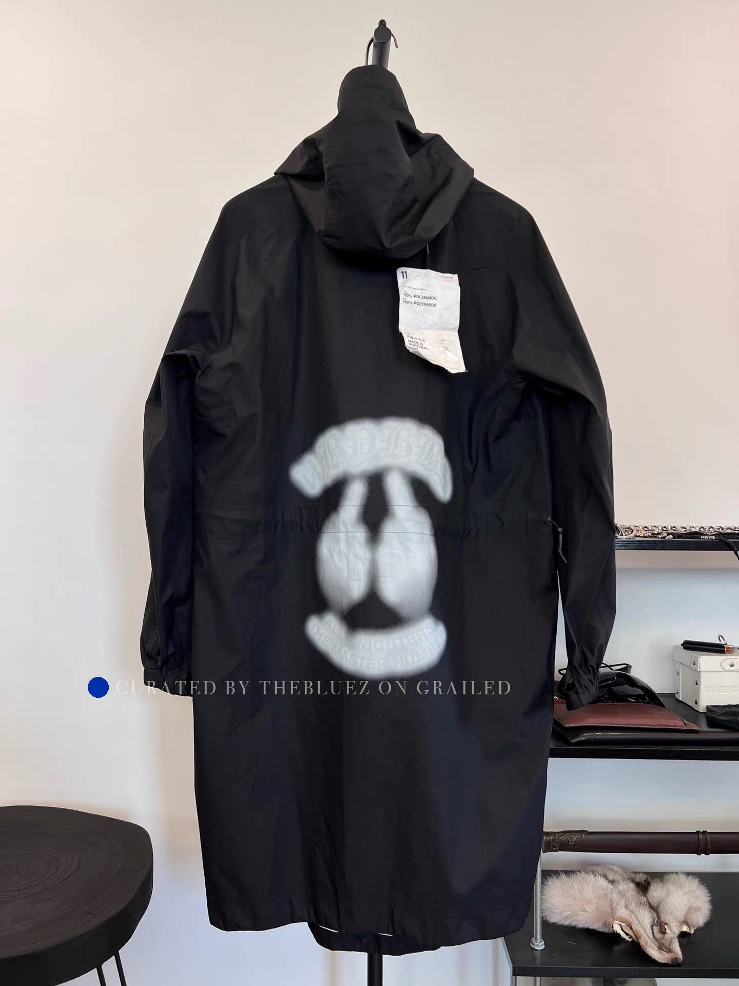 11 By Boris Bidjan Saberi Black Graphic Hooded Parka - Size L Size US L / EU 52-54 / 3 - 1 Thumbnail