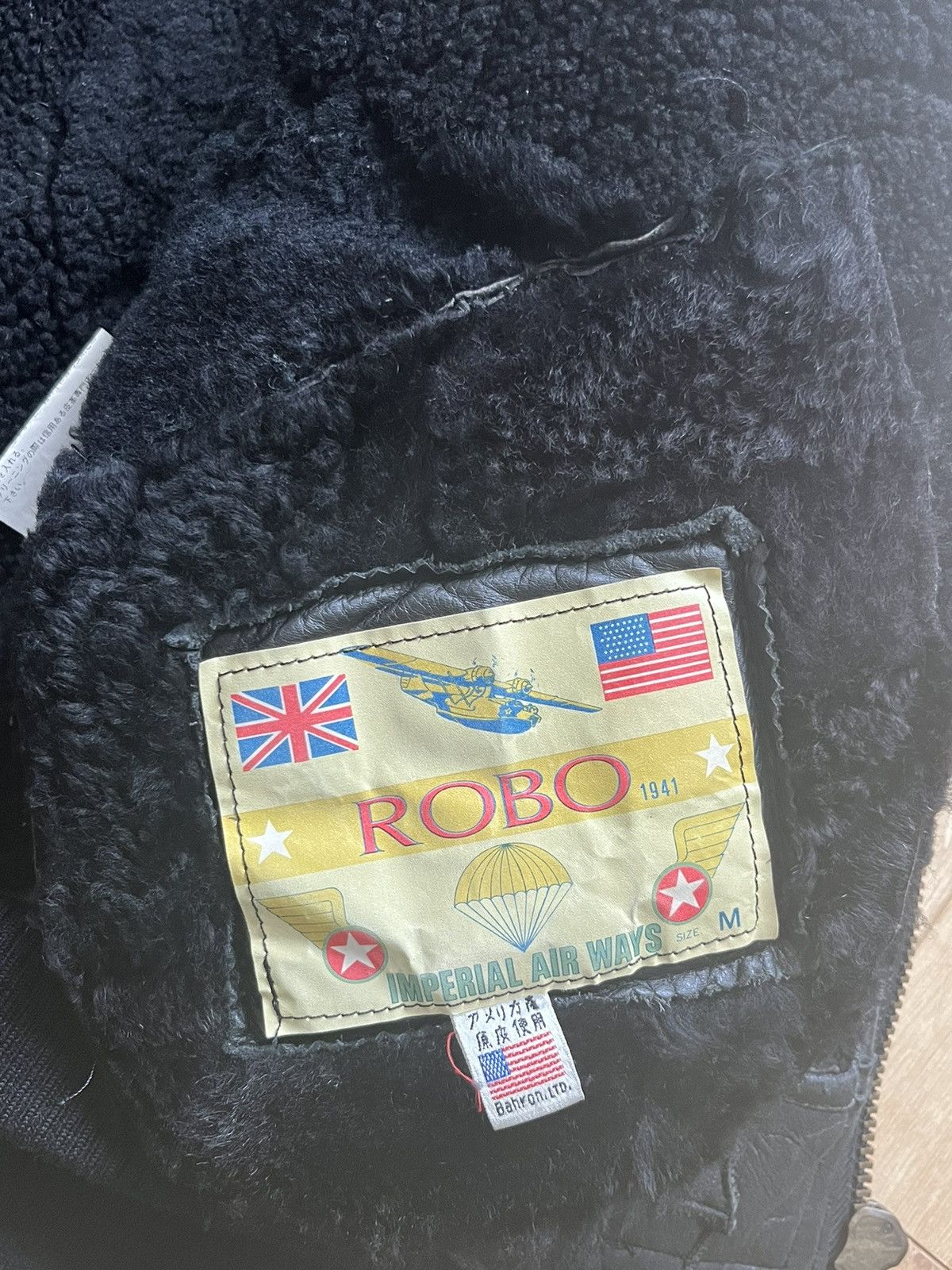 Japanese Brand 1990s patchwork shearling bomber/aviator leather jacket Size US M / EU 48-50 / 2 - 4 Thumbnail