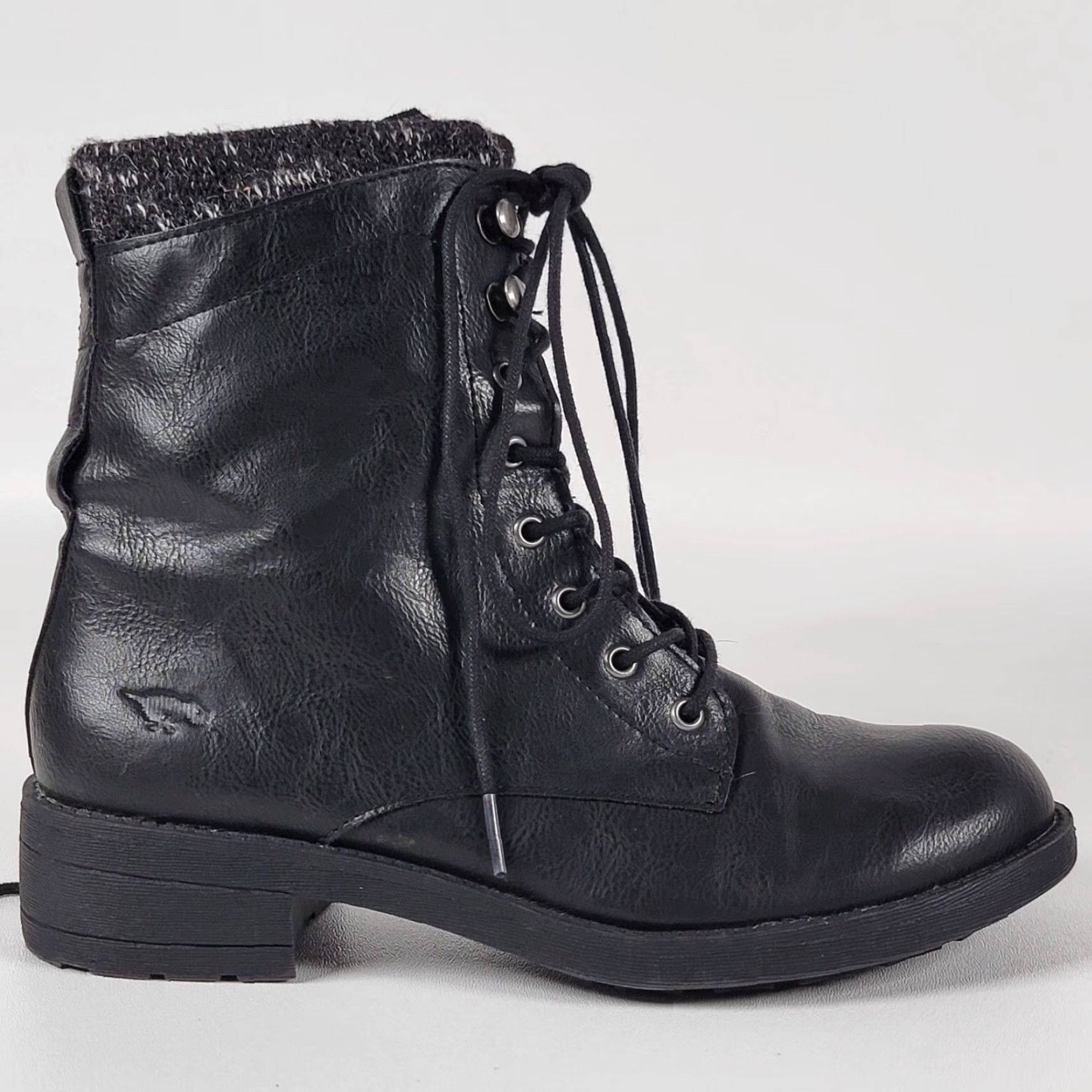 Vintage Rocketdog Boots Women Size 9 US 39.5 Black Leather Knit Fabric Combat Zip Mid-Calf Size US 9 / IT 39 - 4 Thumbnail