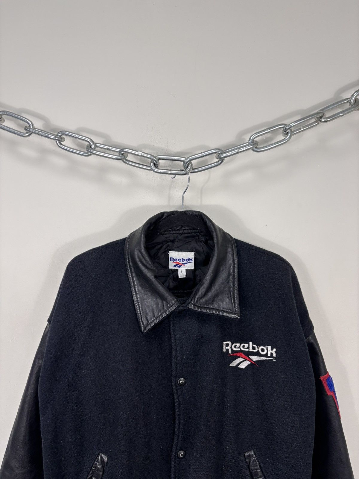 Reebok Vintage 1990s Reebok University Wool Leather Varsity Jacket Size US L / EU 52-54 / 3 - 4 Thumbnail