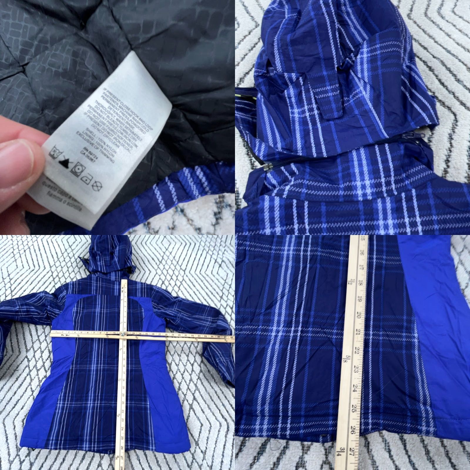 Vintage Columbia Windbreaker Jacket Women Small Purple Plaid Casual Full Zip Hooded Weather Resistant Size S / US 4 / IT 40 - 8 Thumbnail