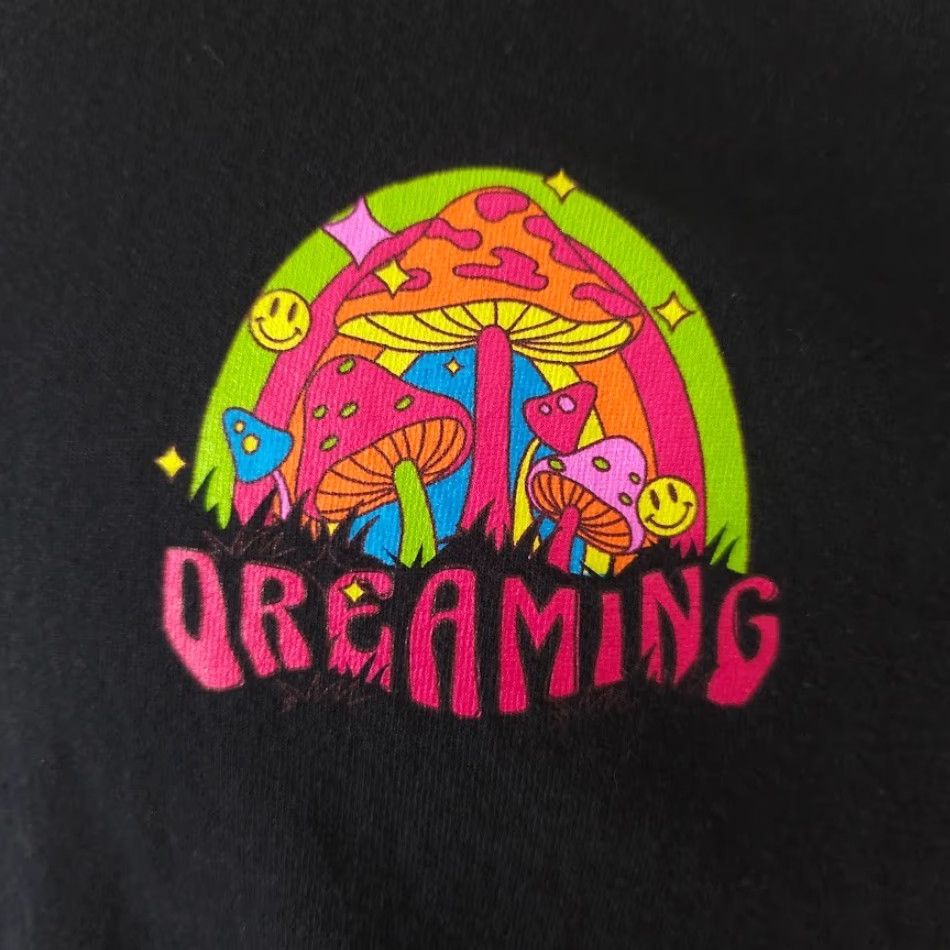 Rainbow Psychedelic Mushrooms T Shirt Mens Size Medium Black Rainbow Dreaming Fungi Size US M / EU 48-50 / 2 - 3 Thumbnail
