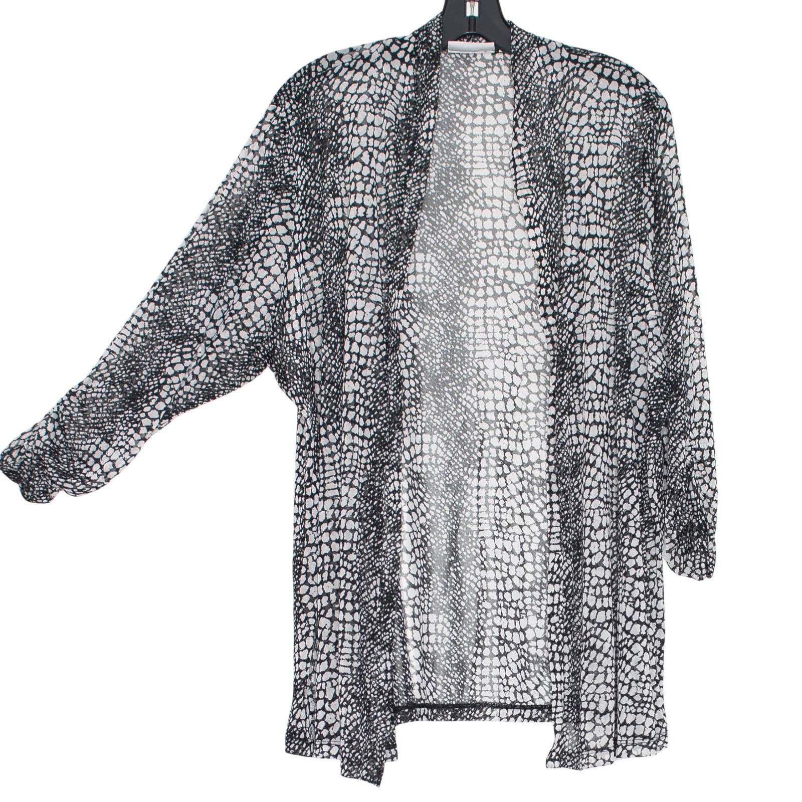 Other Susan Graver Sheer Cardigan Black White Plus 2X Open Front Size XXL / US 16-18 / IT 52-54 - 2 Thumbnail