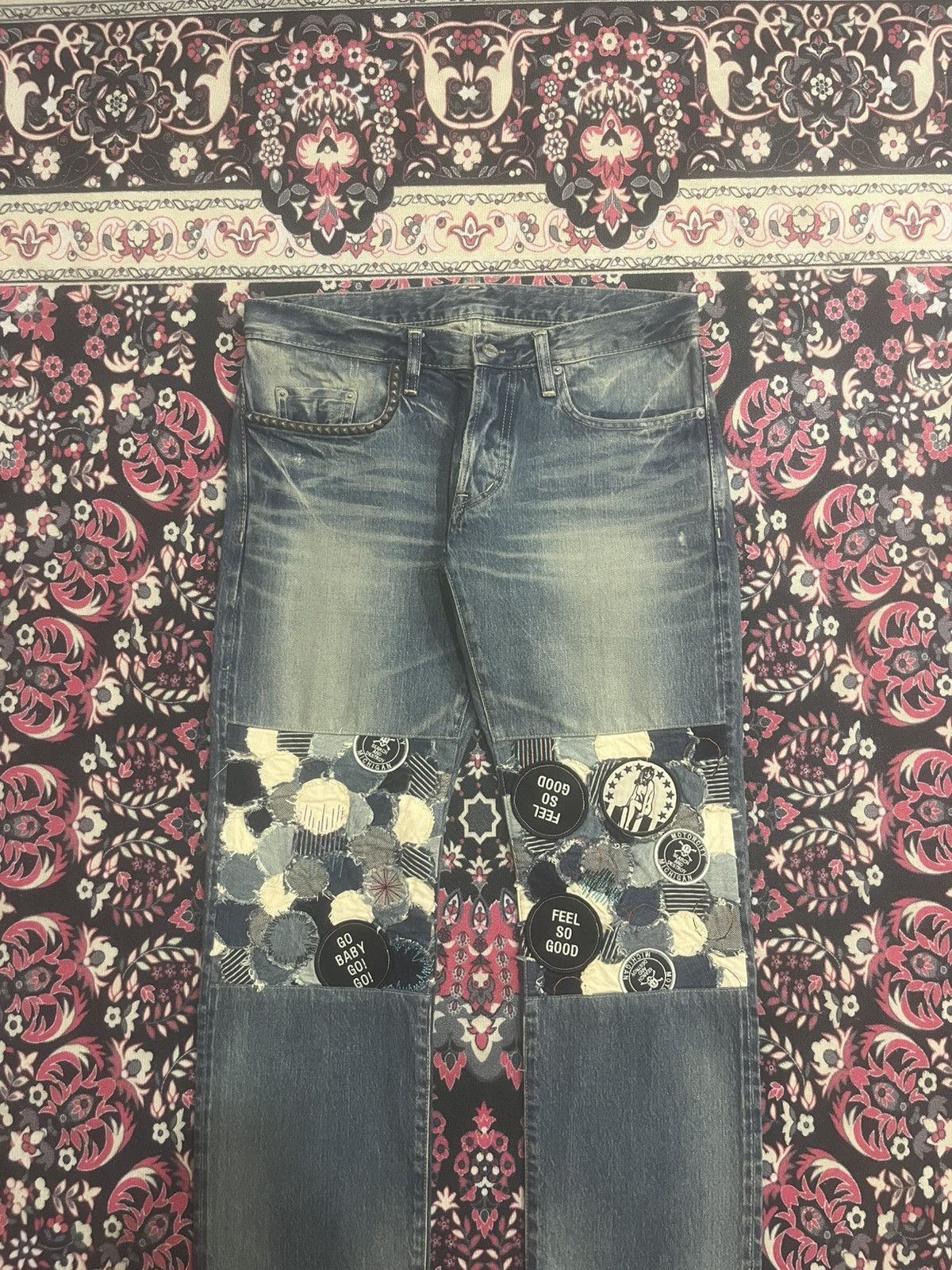 Hysteric Glamour Hysteric Glamour Naked Pin Up Girl Patchwork Selvedge Jeans Size US 32 / EU 48 - 3 Thumbnail