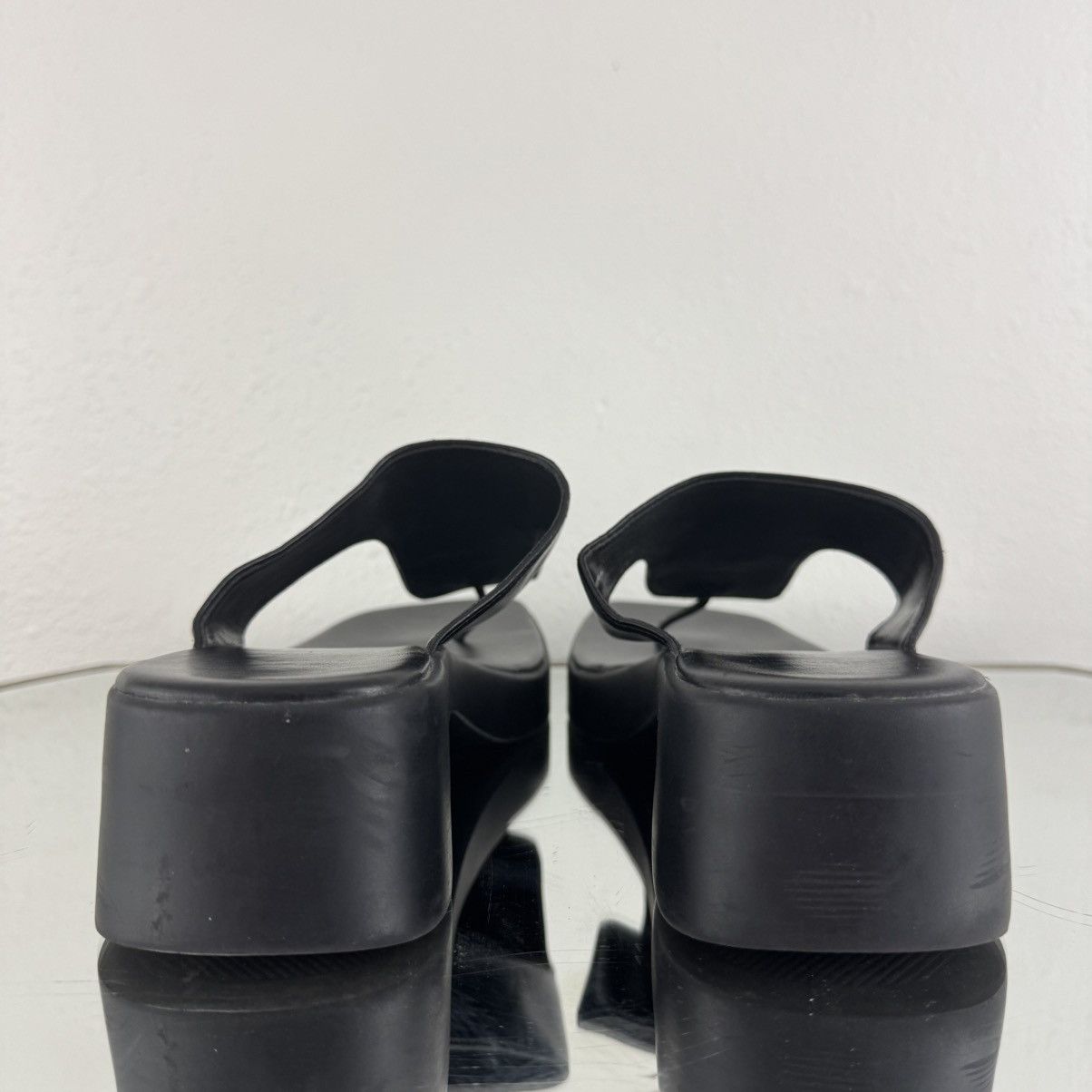 Faded Glory FADED GLORY Y2K 90s Black Faux Leather Platform Sandals Size US 8.5 / IT 38.5 - 6 Thumbnail
