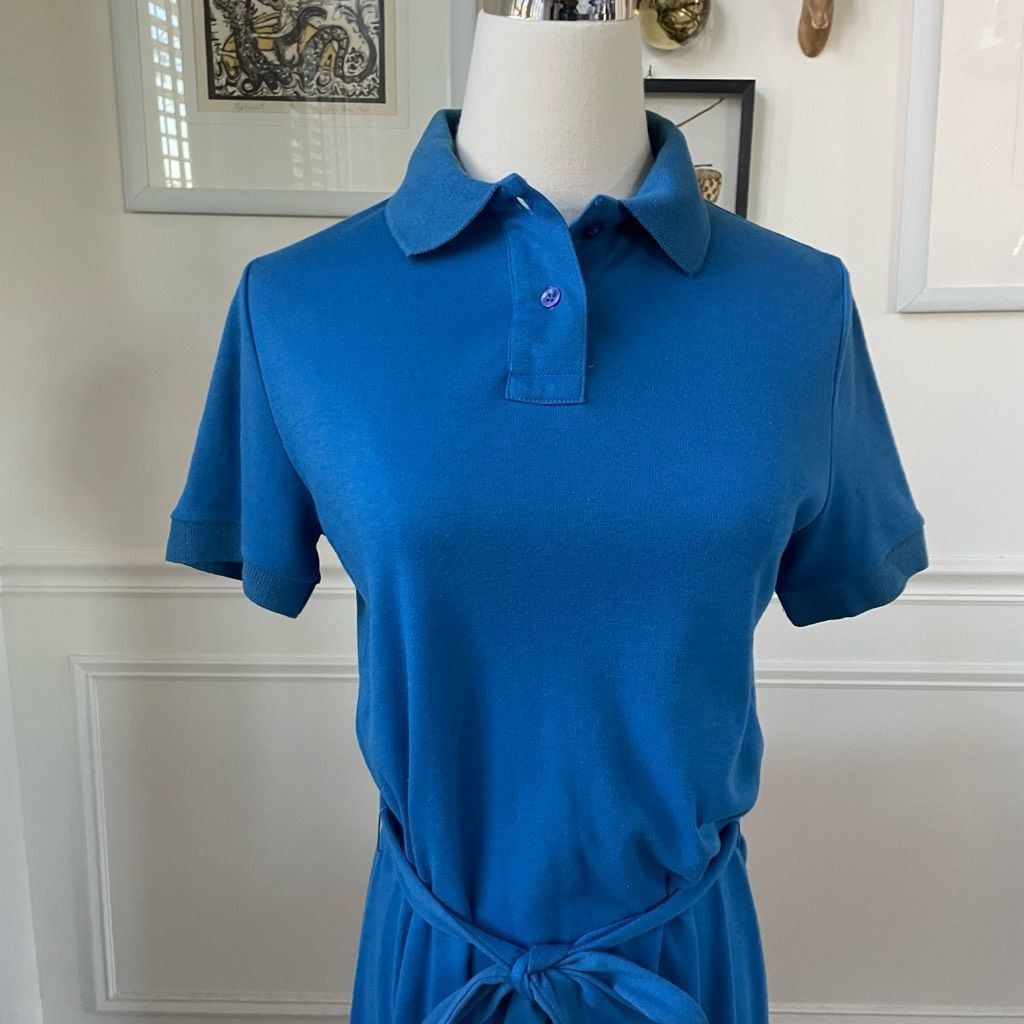 Vintage Vintage 80s Peppertree Cobalt Blue Polo Midi Dress 7 S Size S / US 4 / IT 40 - 2 Thumbnail