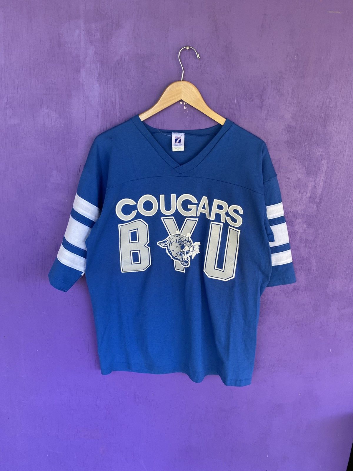 Logo 7 Vintage 90s Logo 7 BYU cougars jersey shirt Size US XL / EU 56 / 4 - 1 Thumbnail