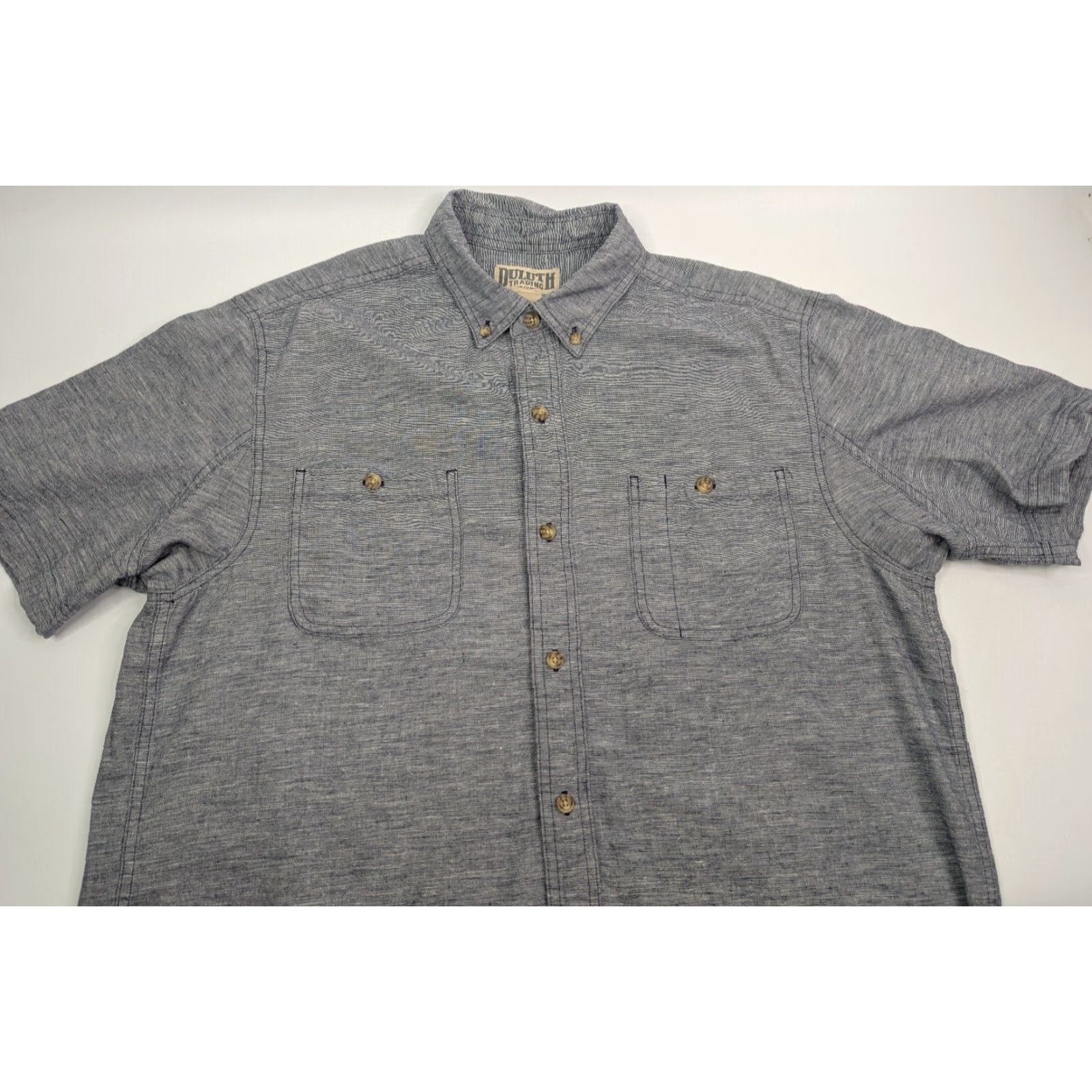 Vintage Duluth Shirt Mens Large Grey Navy Hemp Blend Pocket Outdoor Lightweight Shirt Size US L / EU 52-54 / 3 - 7 Thumbnail