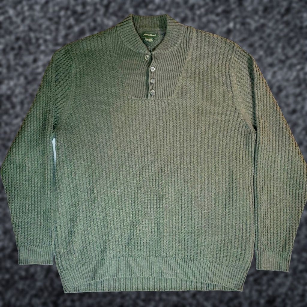 Eddie Bauer Eddie Bauer Classic Henley Sweater Men's XL Green 100% Cotton, Button, Knit, Long Sleeve, Regular Fit Size US XL / EU 56 / 4 - 1 Thumbnail