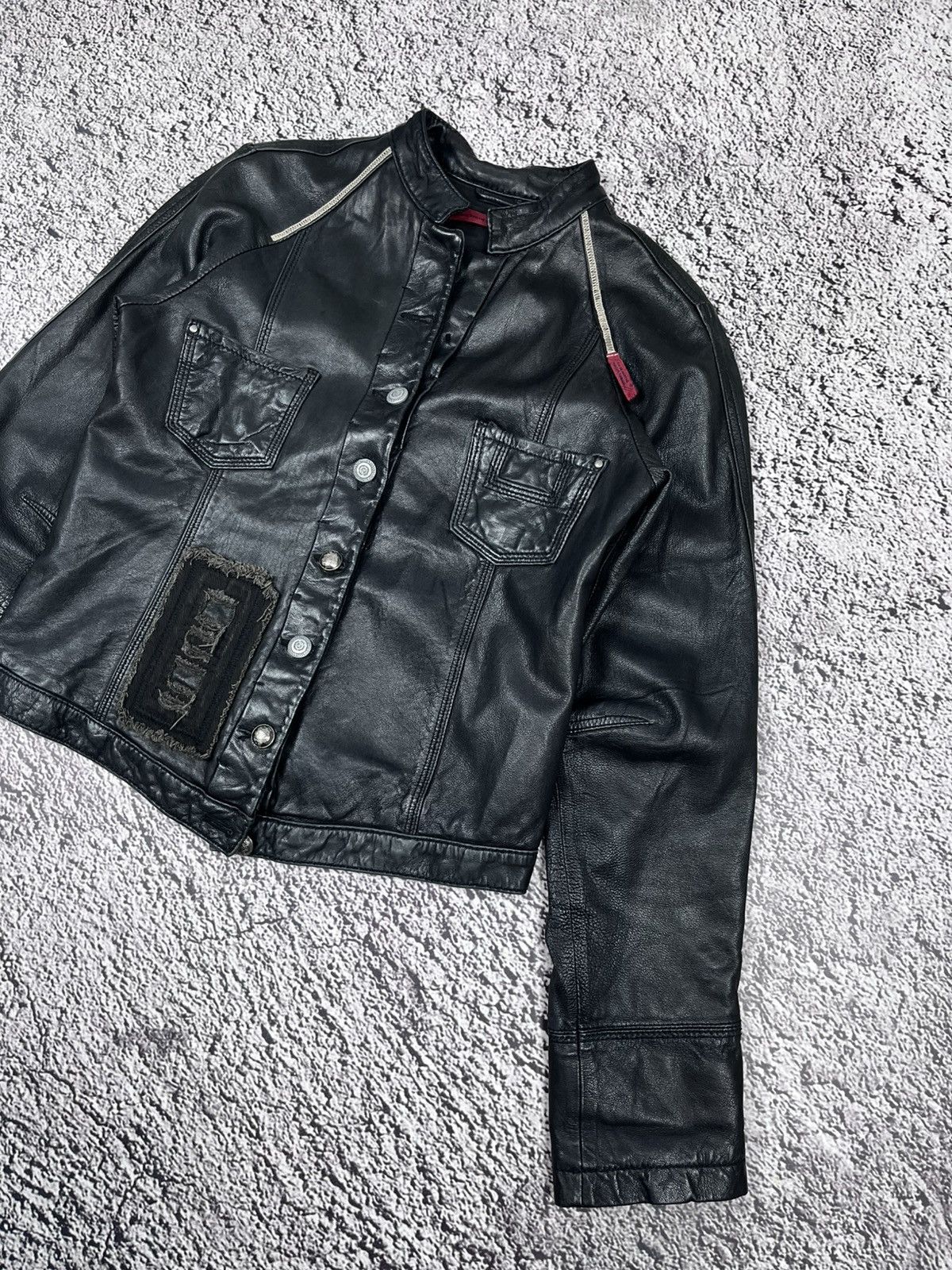 Marithe + Francois Girbaud MARITHE FRANÇOIS GIRBAUD Avant Garde Cropped Leather Jacket Size S / US 4 / IT 40 - 5 Thumbnail