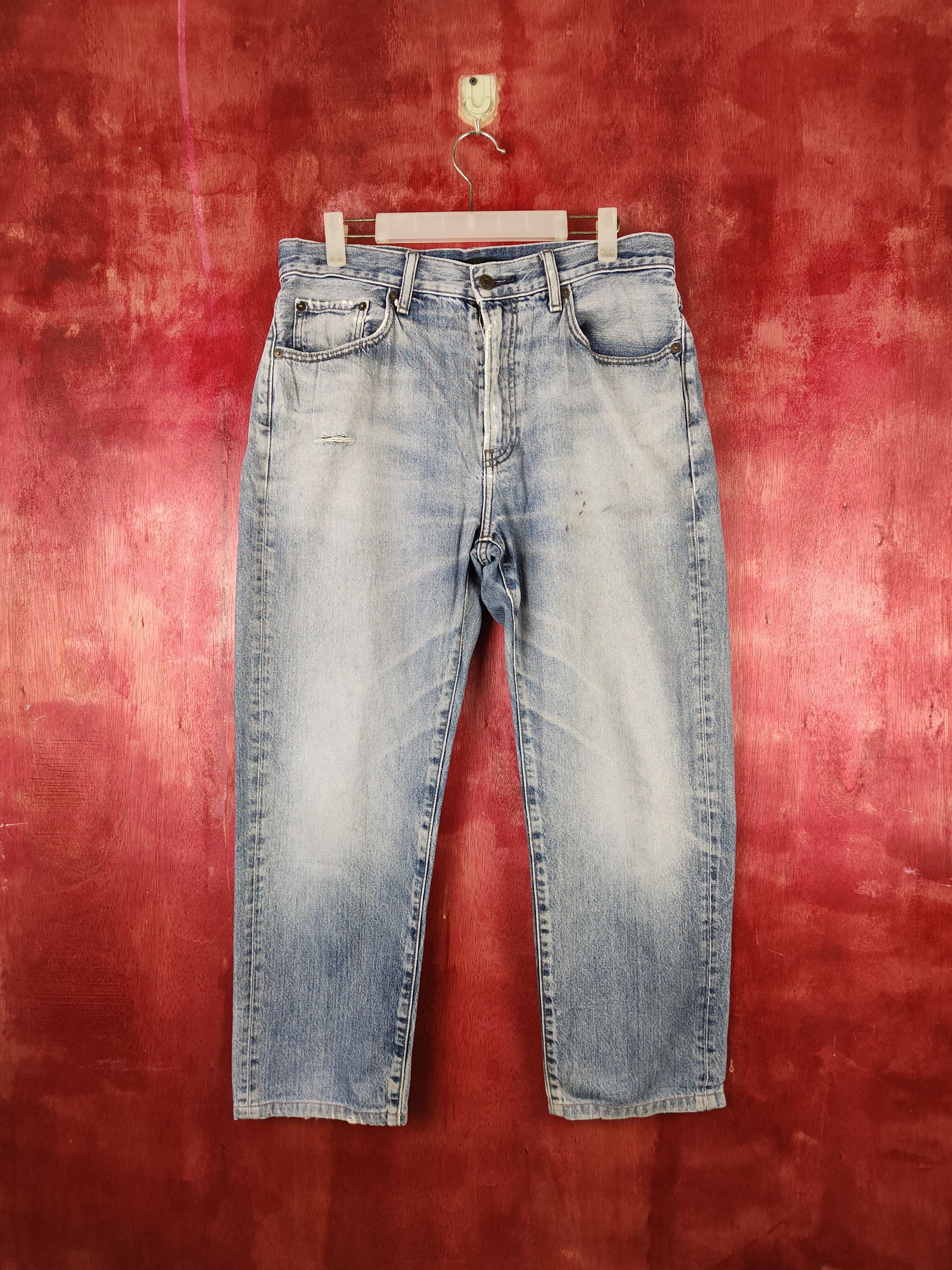 Japanese Brand Uniqlo Blue Faded Distressed Ripped denim Jeans #S679 Size US 32 / EU 48 - 1 Thumbnail