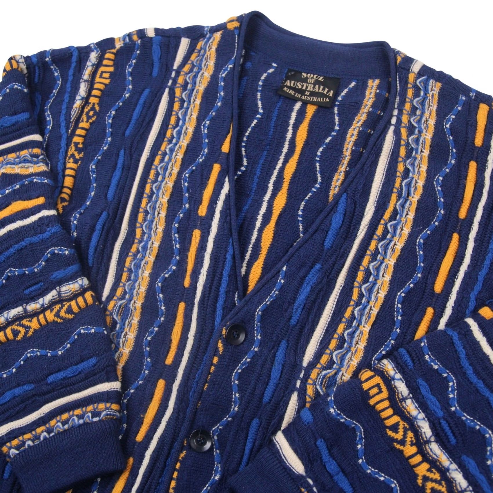 Coogi VINTAGE Coogi Soul of Australia Crazy Cardigan Sweater Mens M Blue Cardigan Sweater Size US M / EU 48-50 / 2 - 2 Thumbnail