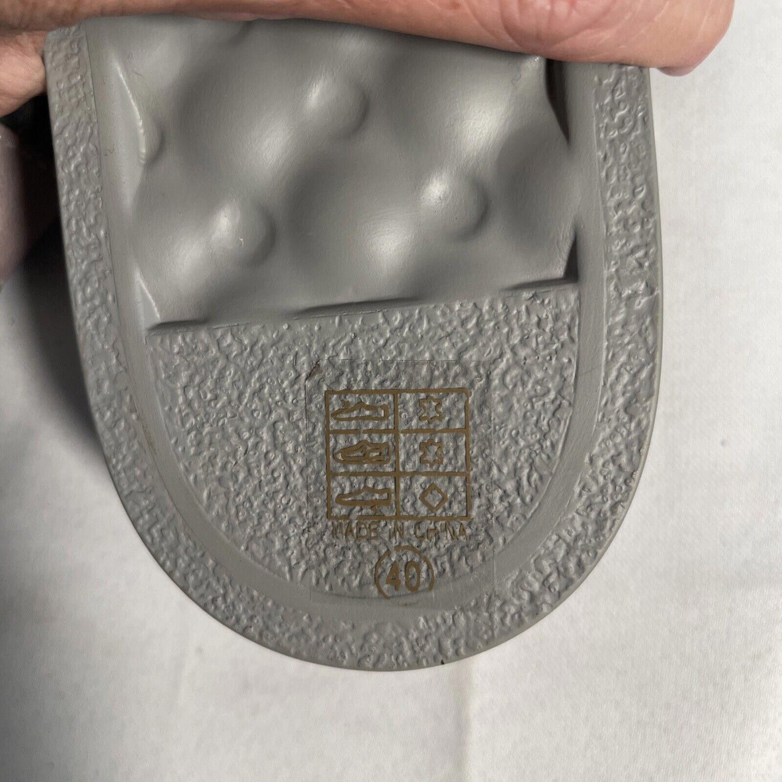 Designer Antelope Gray & White Leather Platform Slides sz 9.5 US Size US 9.5 / IT 39.5 - 5 Thumbnail