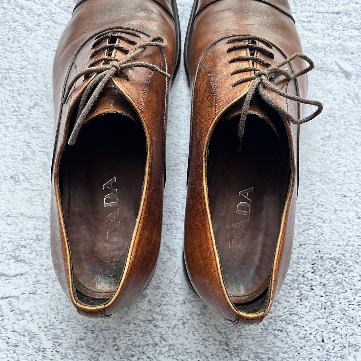 Designer × Prada Prada brown leather Oxford formal shoes Size US 9.5 / EU 42-43 - 8 Thumbnail