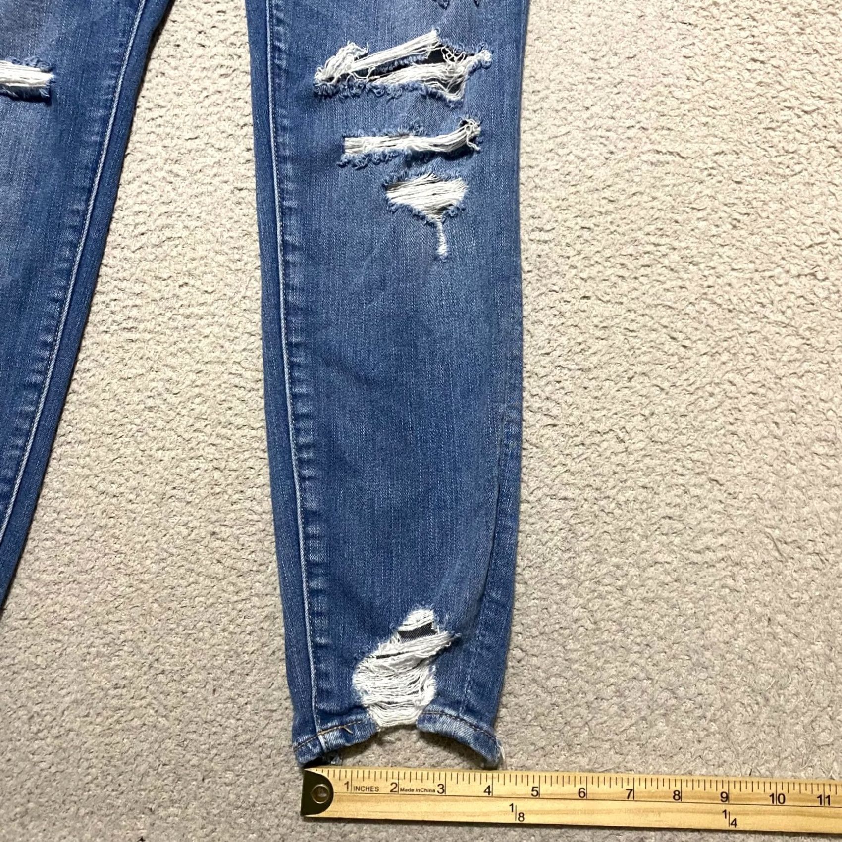 American Eagle Outfitters American Eagle Womens 6P Jeans Blue Denim Distressed High Rise Jegging Stretch Size 28" / US 6 / IT 42 - 6 Thumbnail