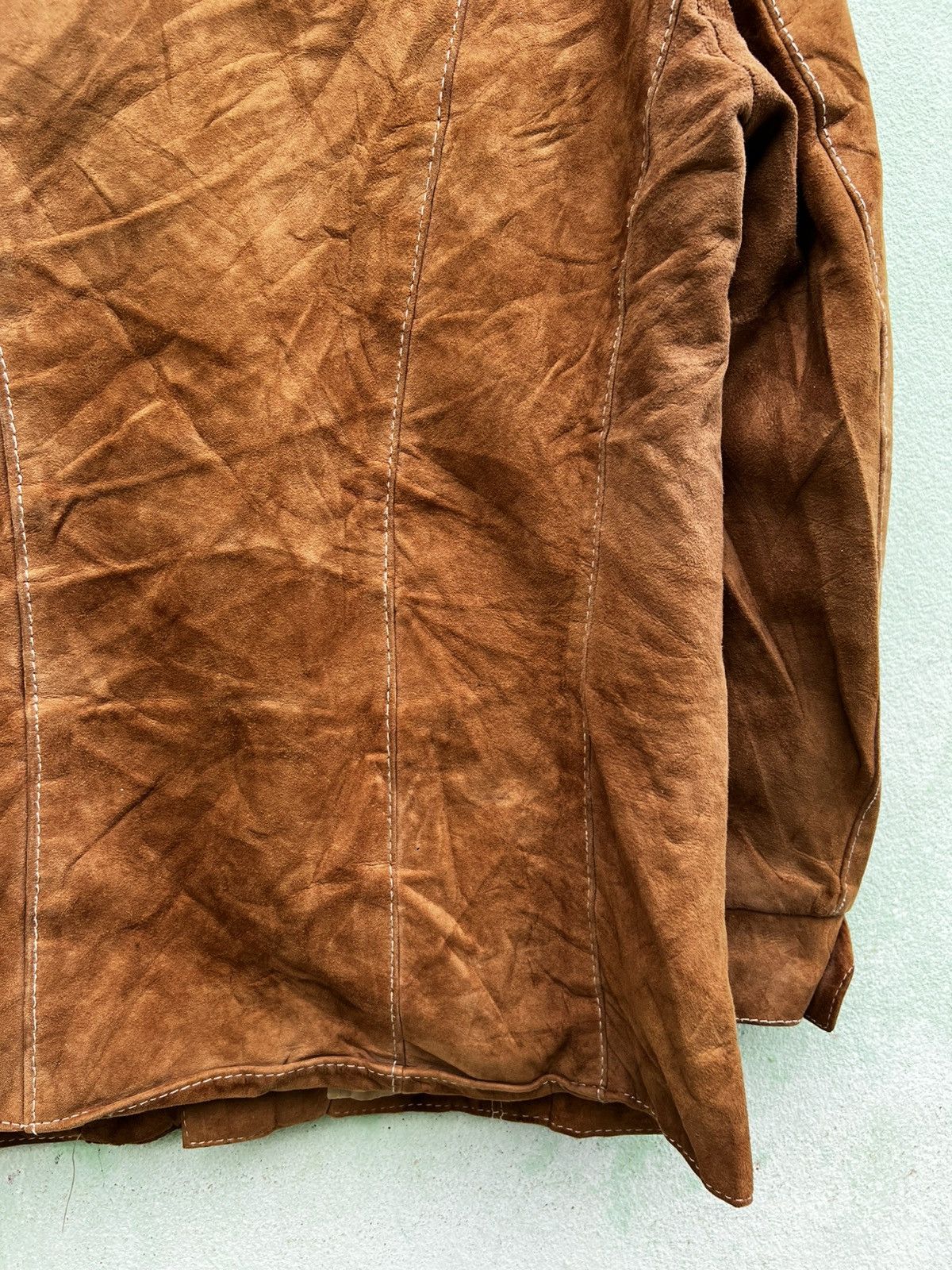 Leather Vintage 70s German Suede Leather Safari Jacket Brown Size US M / EU 48-50 / 2 - 13 Thumbnail