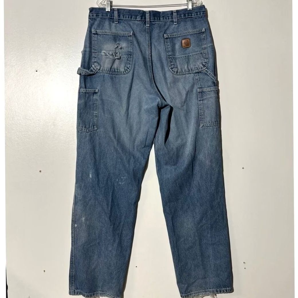 Carhartt Carhartt Jeans Carhartt Loose Original Fit Carpenter Jeans Mens 38x34 Blue Denim Distressed Straight Relaxed 5-Pocket Logo Denim Mens Size US 38 / EU 54 - 4 Thumbnail