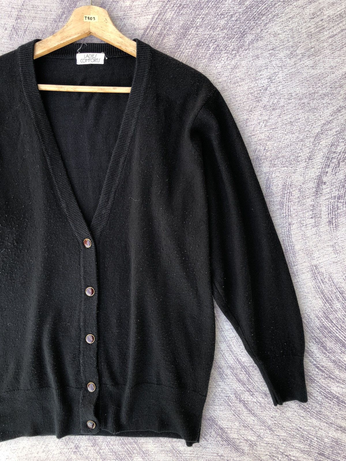 Other Black Cardigan V Neck Sweater Long Sleeve Pullover Size US L / EU 52-54 / 3 - 2 Thumbnail