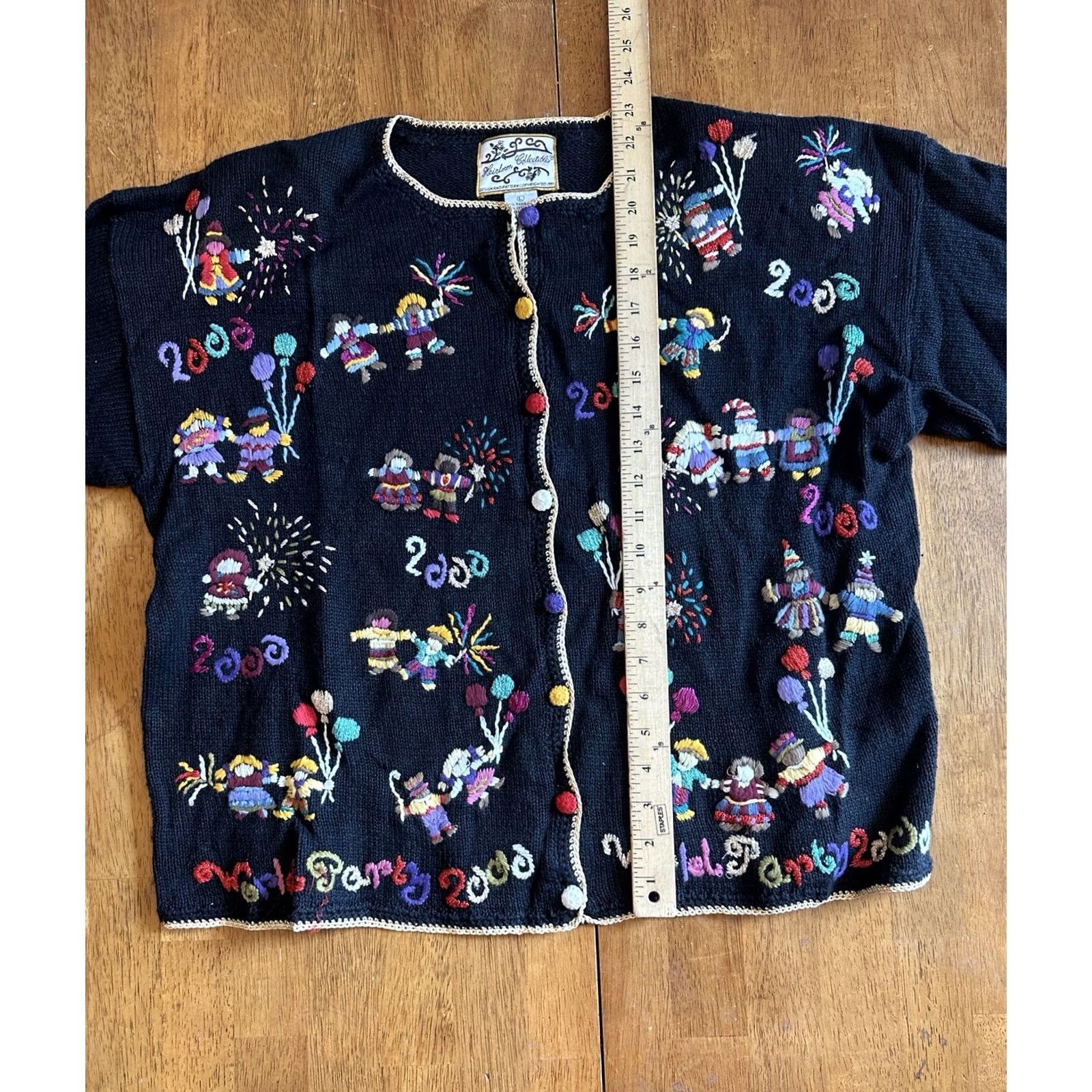 Vintage VINTAGE Heirloom Collectibles Cardigan Sweater New Year 2000 Embroidered Large Black Womens Size L / US 10 / IT 46 - 6 Thumbnail