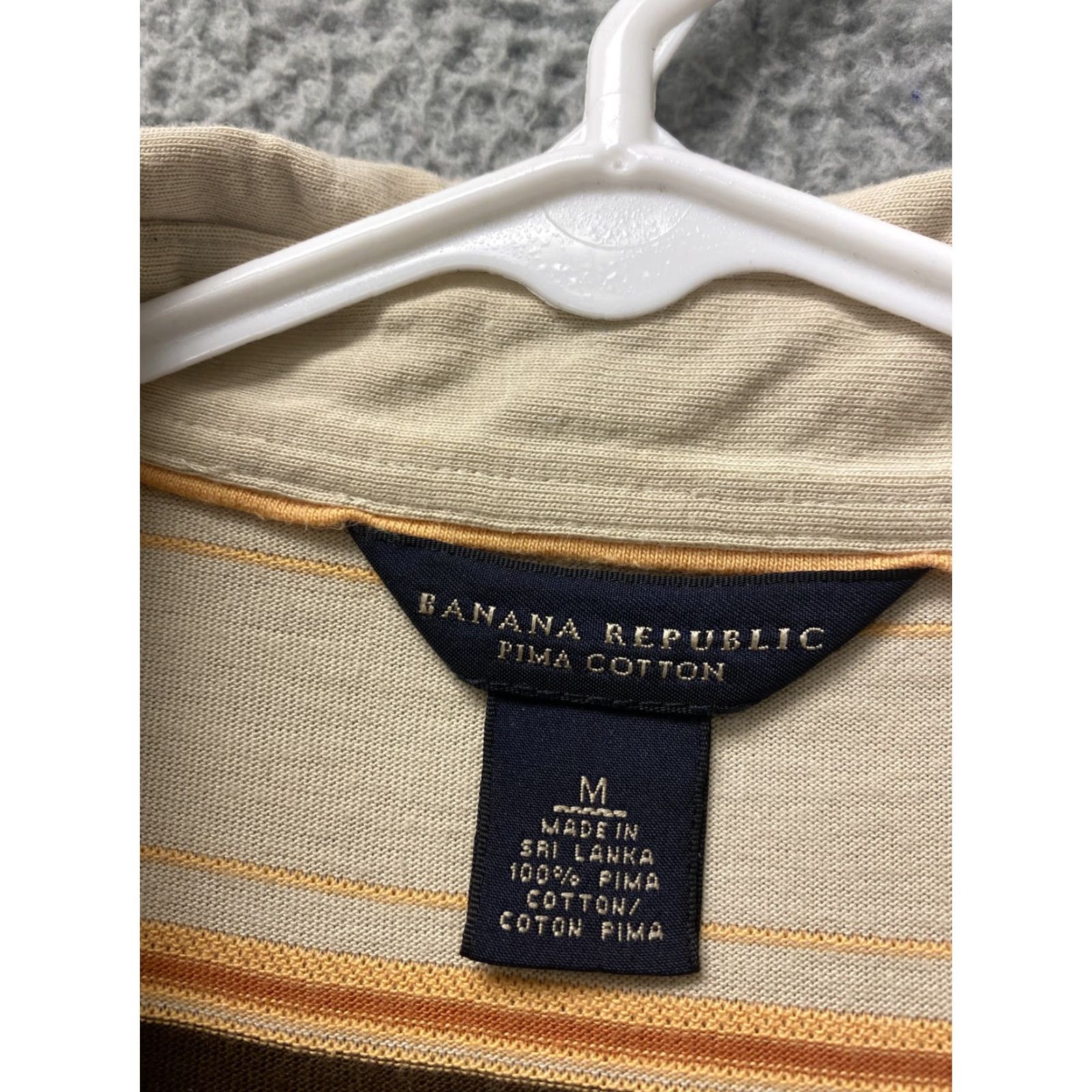 Banana Republic Banana Republic Shirt Mens M Tan Striped Polo Raised Stitching Preppy/101-14 Size US M / EU 48-50 / 2 - 3 Thumbnail