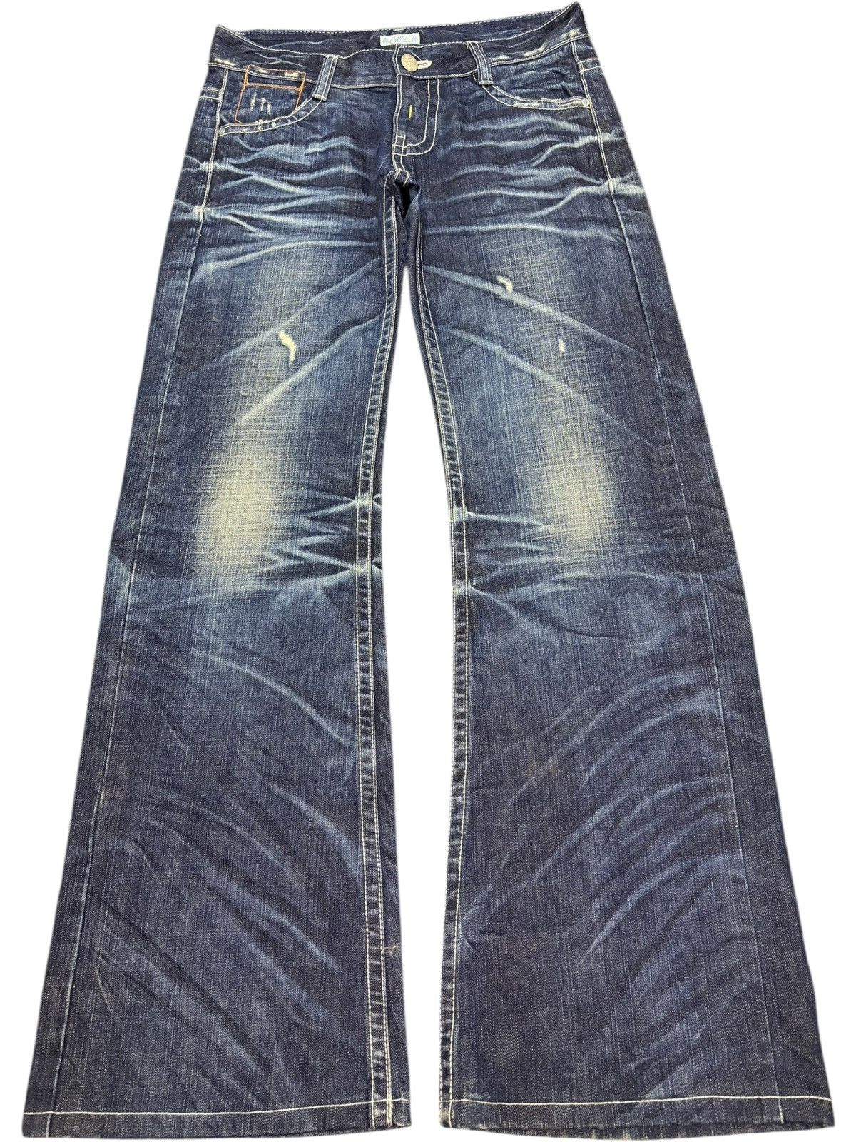 Vintage Japanese Brand Distress Low Rise Flare Jeans