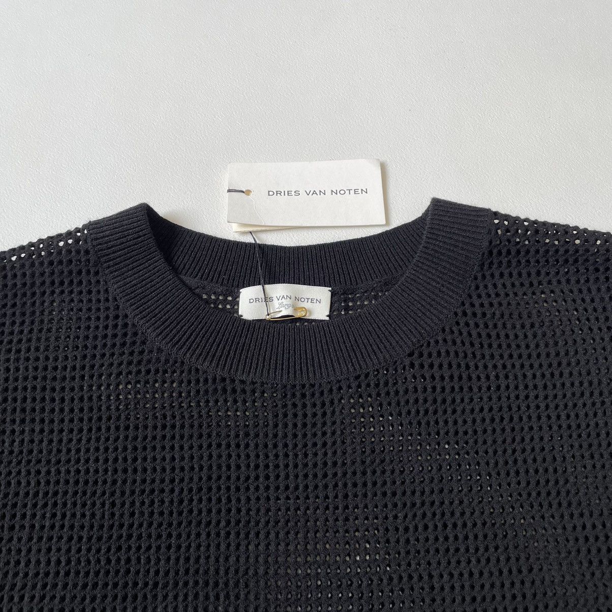 Dries Van Noten Black Tech Mesh Knit Sweater Size US L / EU 52-54 / 3 - 4 Thumbnail