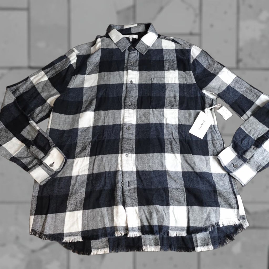 Frame FRAME Mens Shirt XL Blue Plaid Button-Up Size US XL / EU 56 / 4 - 1 Thumbnail