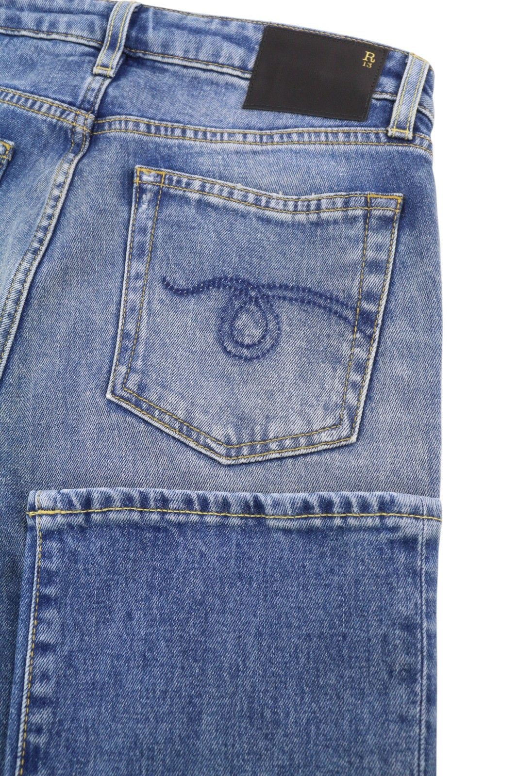 R13 KICK FIT 27 Jasper Stretch Faded Cropped Blue PS26 89040 Size 27" / US 4 / IT 40 - 6 Thumbnail