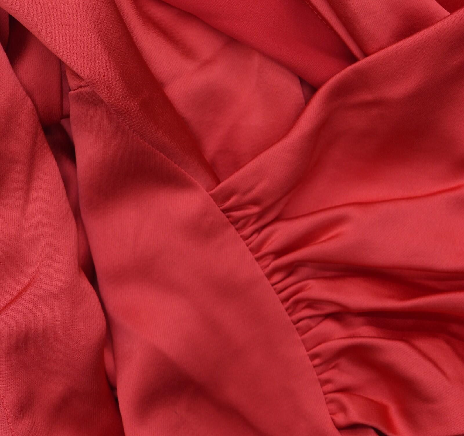 Other Halston Womens Satin Cross Over Neck Blouse Top Bright Red L Size L / US 10 / IT 46 - 6 Thumbnail