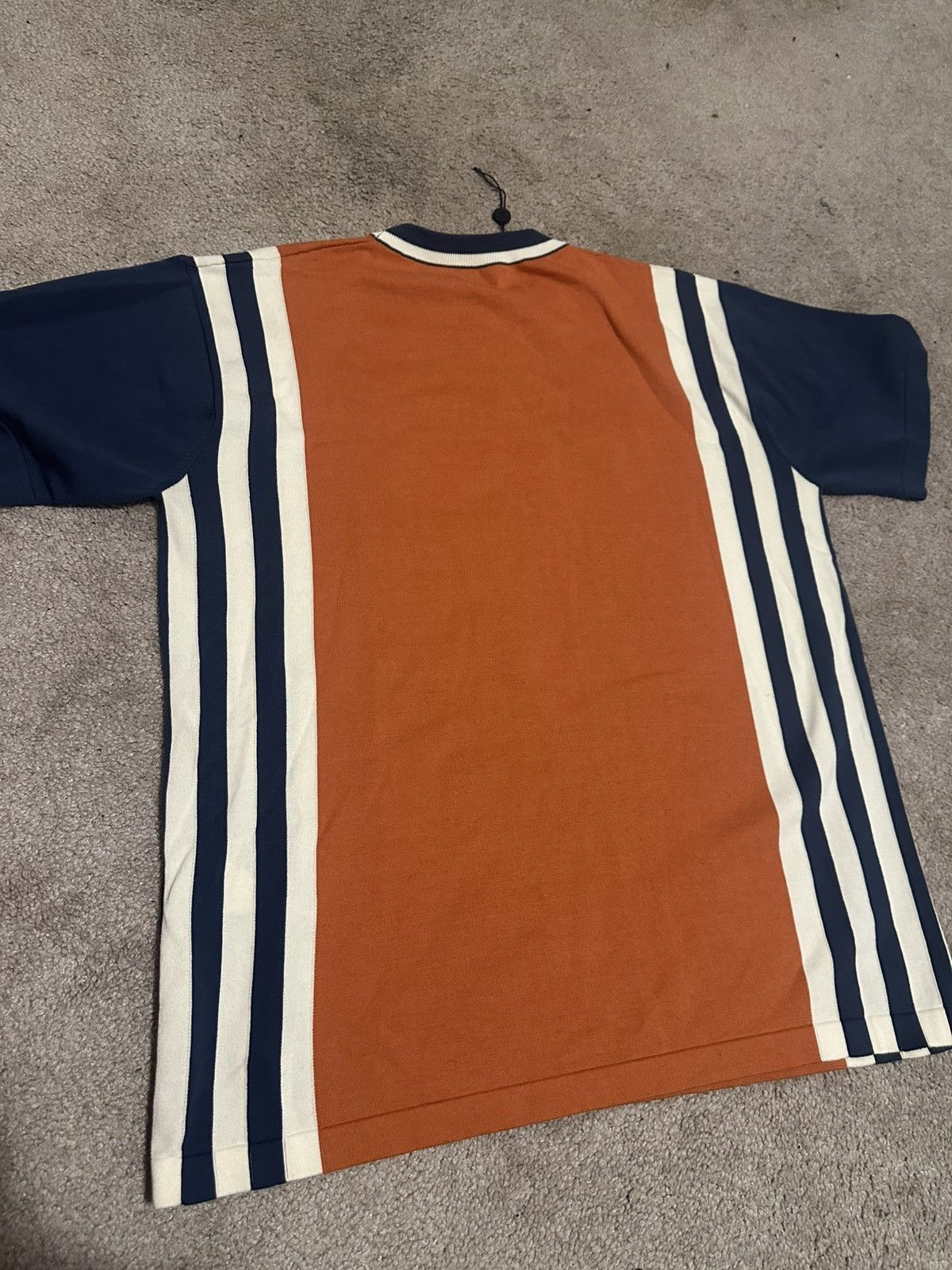 Louis Vuitton logo-print striped knit top in orange and navy
