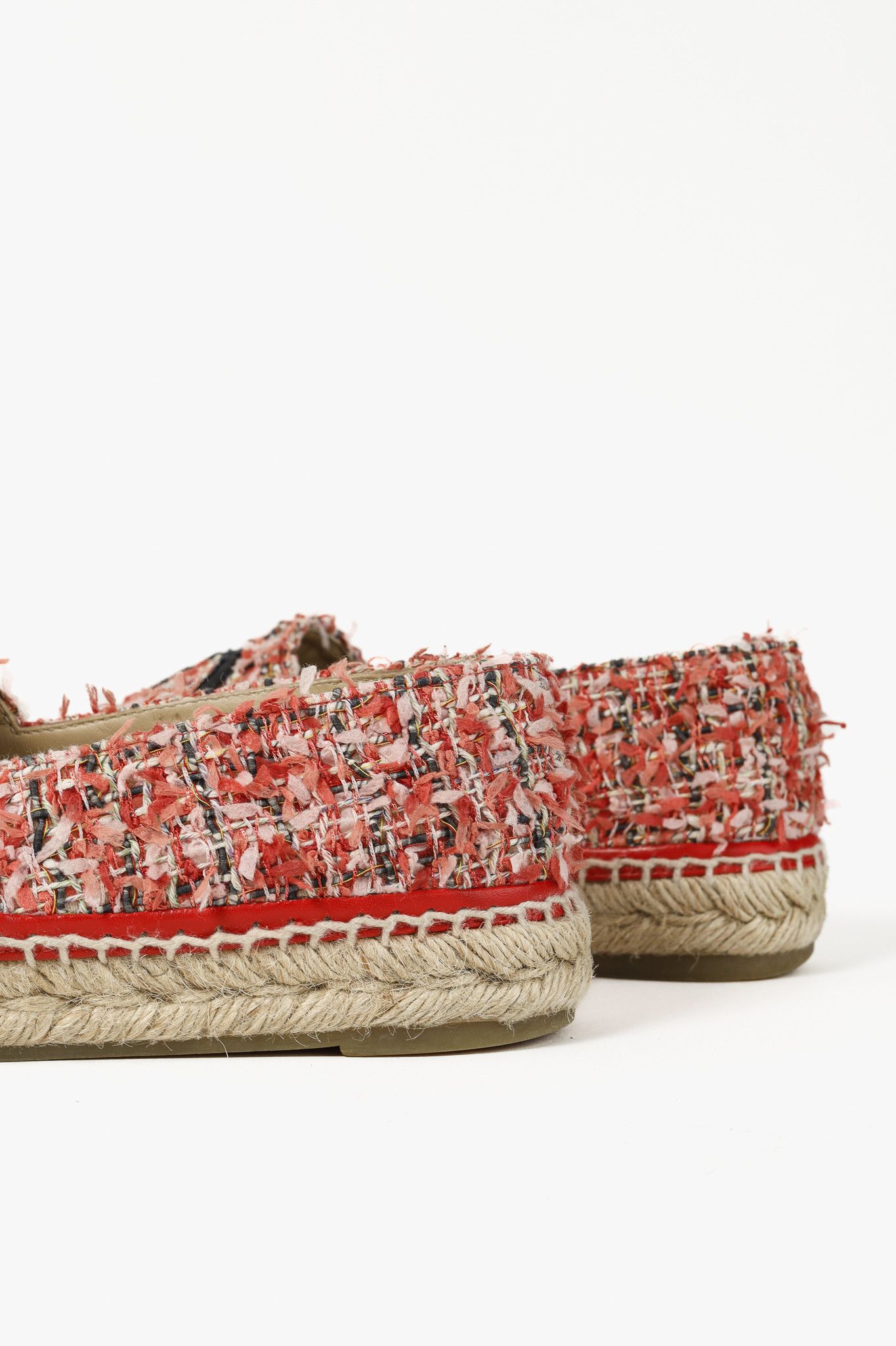 Chanel Chanel 21C Coral Tweed Grosgrain CC-Logo Espadrilles Size US 6.5 / IT 36.5 - 9 Thumbnail
