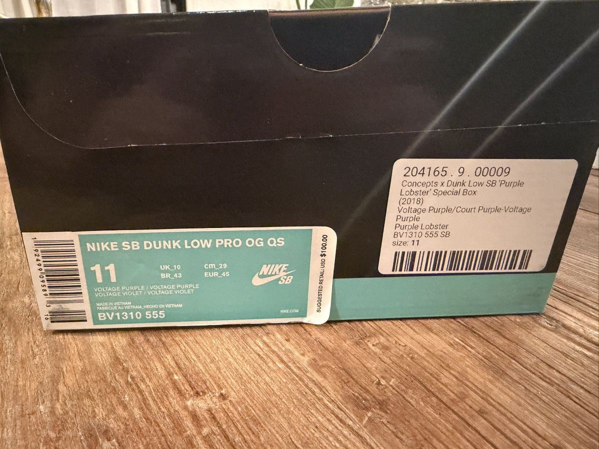 Nike SB Nike SB Dunk low Concepts Purple Lobster (Special Box) Size US 11 / EU 44 - 10 Thumbnail