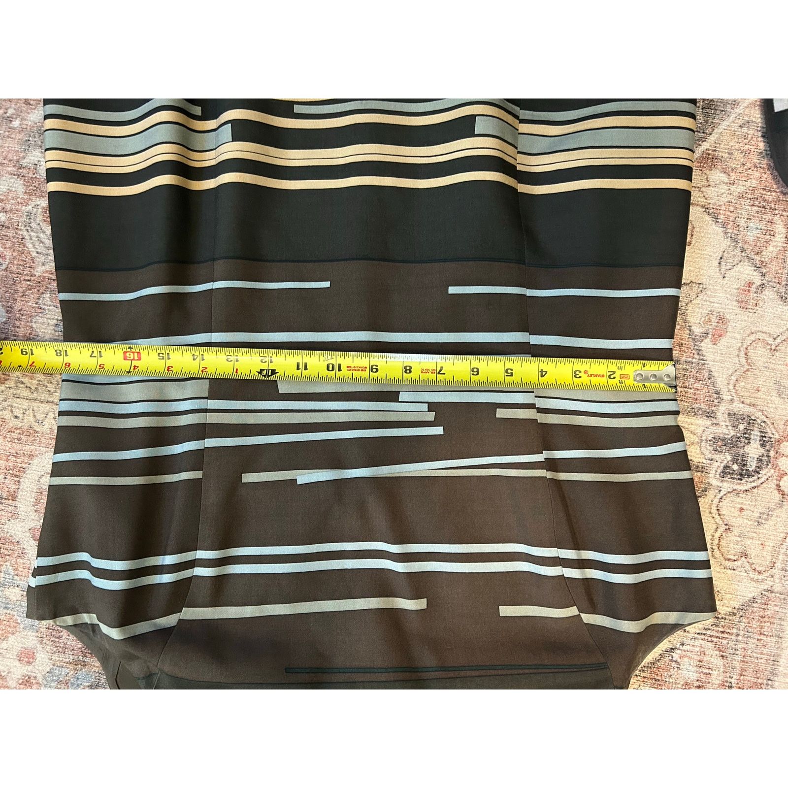 Worthington Worth Brown Blue Green Stripe 100% Silk Pencil Dress, Sz 12 Size XL / US 12-14 / IT 48-50 - 4 Thumbnail