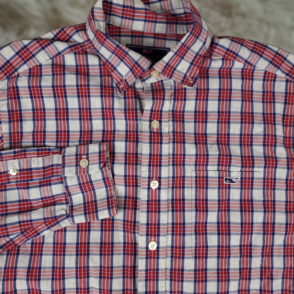 Vineyard Vines Vineyard Vines Shirt Mens Small Red Plaid Classic Fit Button Up Long Sleeve Size US S / EU 44-46 / 1 - 1 Thumbnail