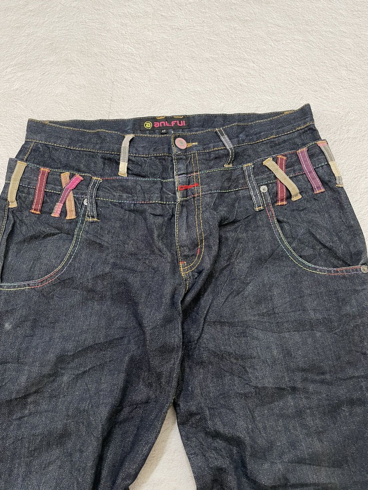Japanese Brand 2000s Antful Jorts Double Waist RAW Denim Y2K Size US 35 - 3 Thumbnail