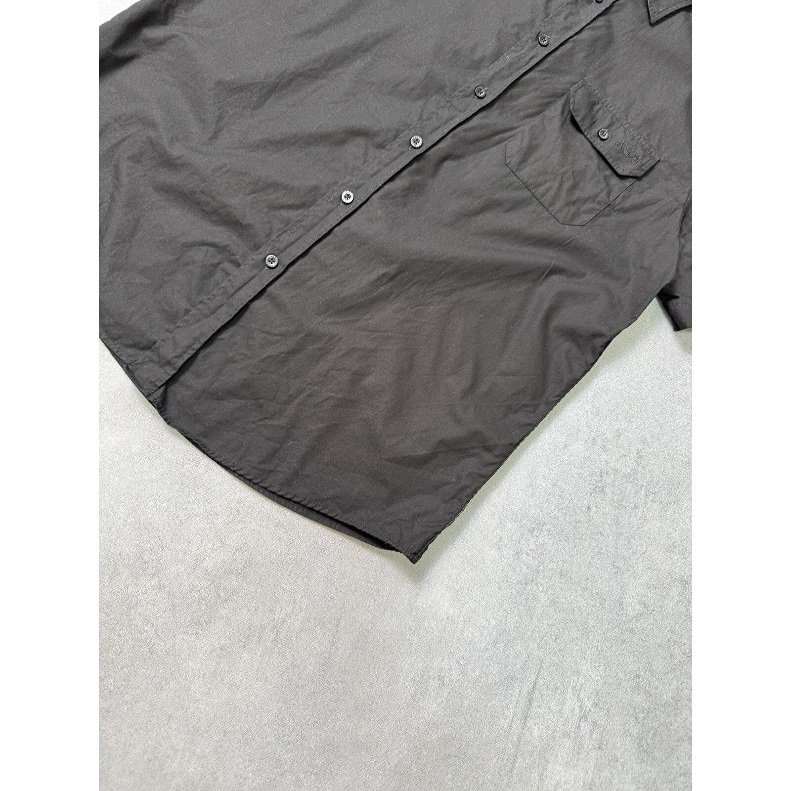 Armani × Armani Collezioni Vintage Armani Jeans Button up Short Sleeve Shirt Black Size US XL / EU 56 / 4 - 4 Thumbnail