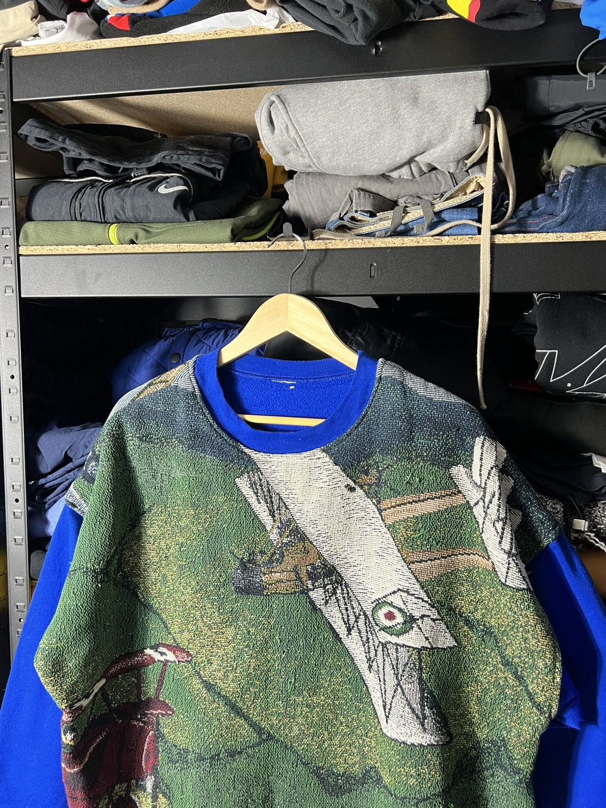 Japanese Brand Custom Handmade Vintage Aviation Tapestry Sweatshirt XL 🛩️💥 Size US XL / EU 56 / 4 - 2 Thumbnail