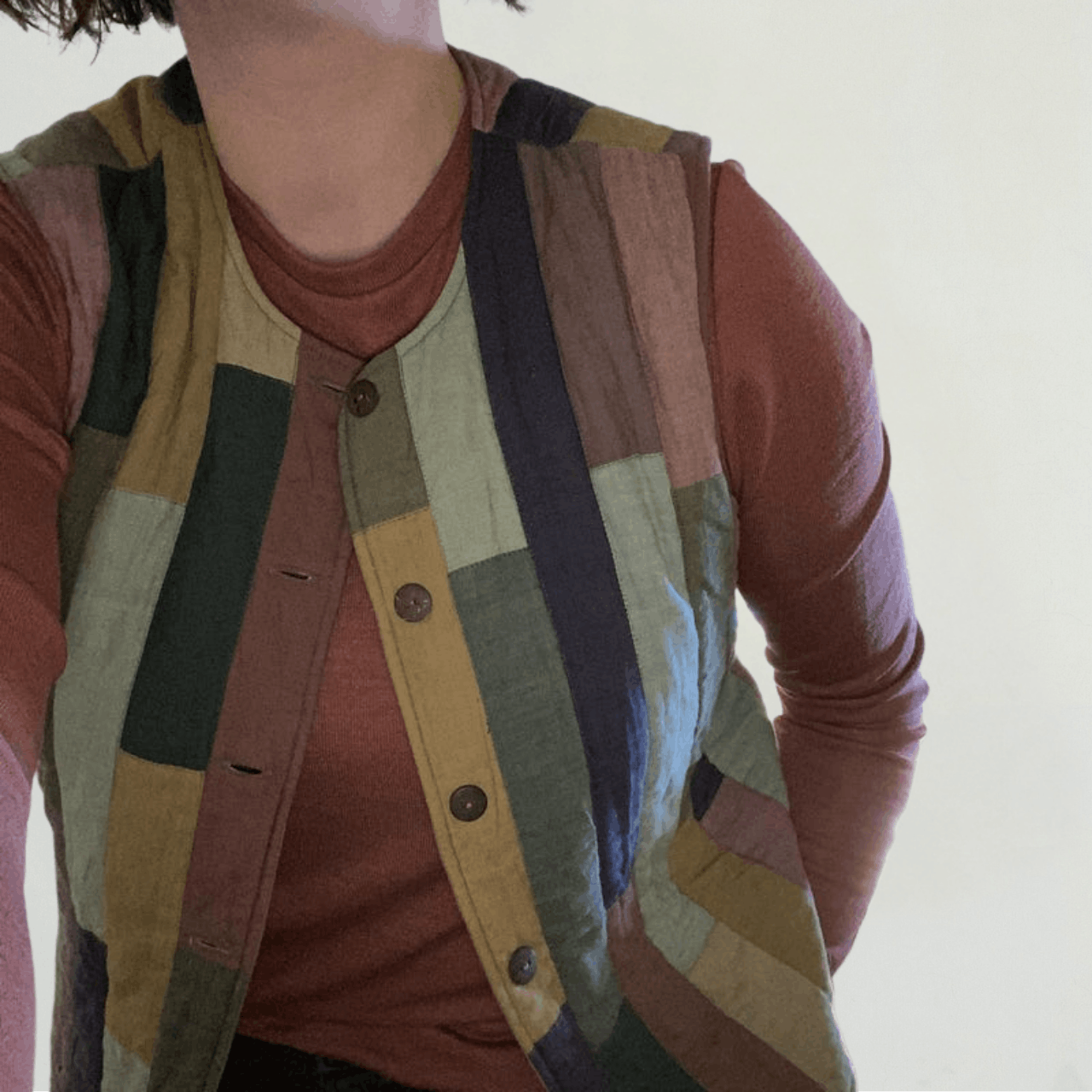 Handmade Vintage Inspired Organic Patchwork Vest Size L / US 10 / IT 46 - 4 Thumbnail