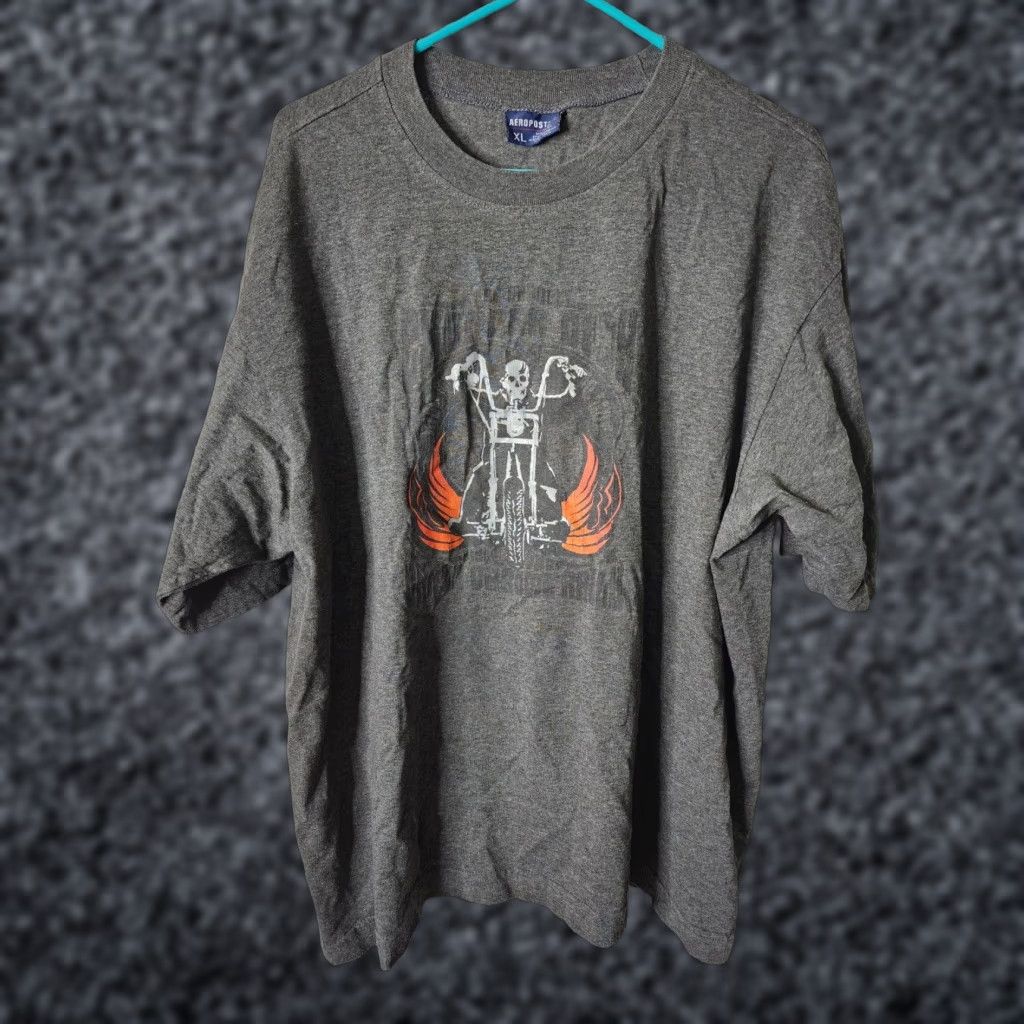 Aeropostale Vintage Aeropostle New York Motorcycle Skeleton T Shirt Mens XL Size US XL / EU 56 / 4 - 1 Thumbnail