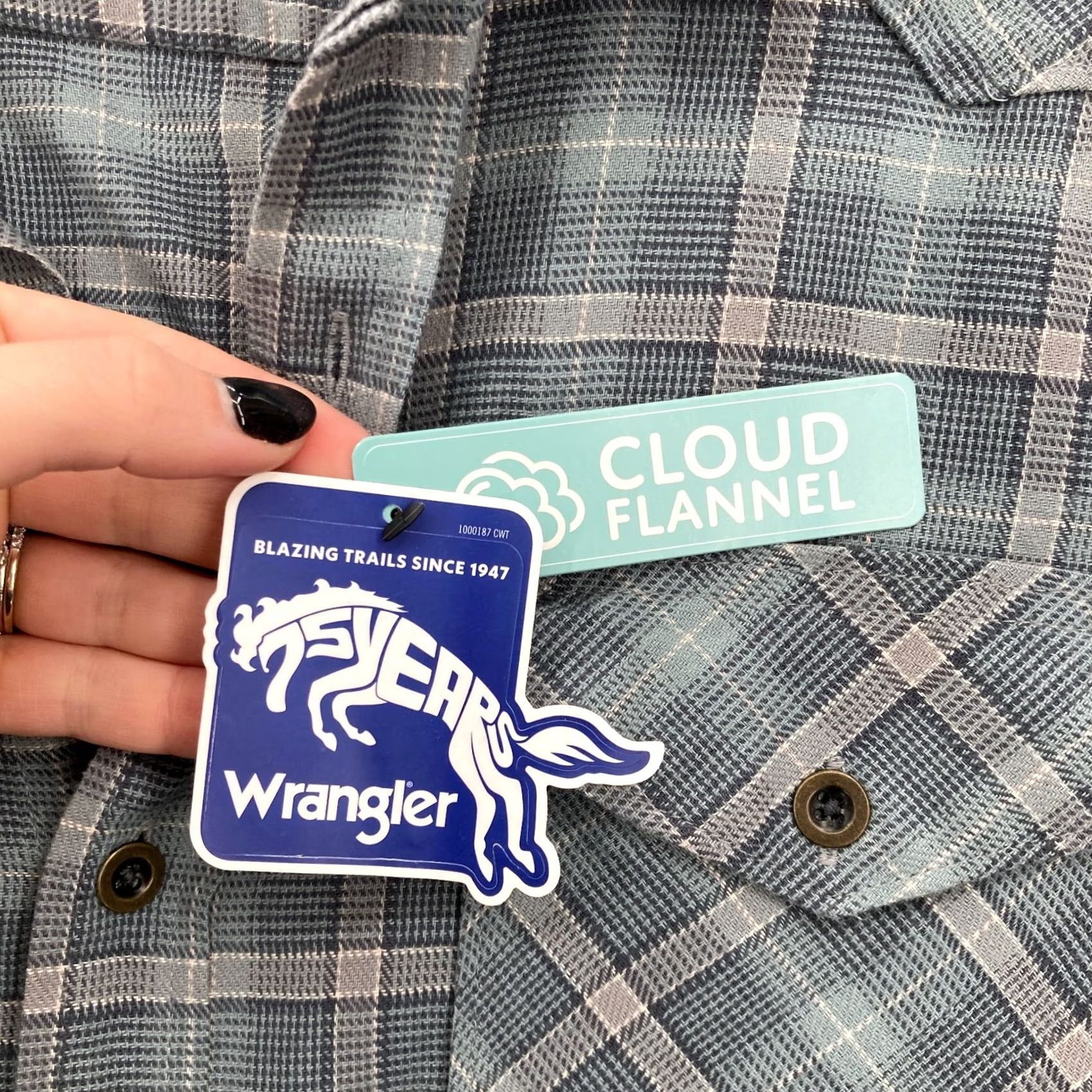 Wrangler Wrangler Cloud Flannel Western Button Up Shirt Mens XL Blue Plaid Cowboy Rodeo Size US XL / EU 56 / 4 - 6 Thumbnail
