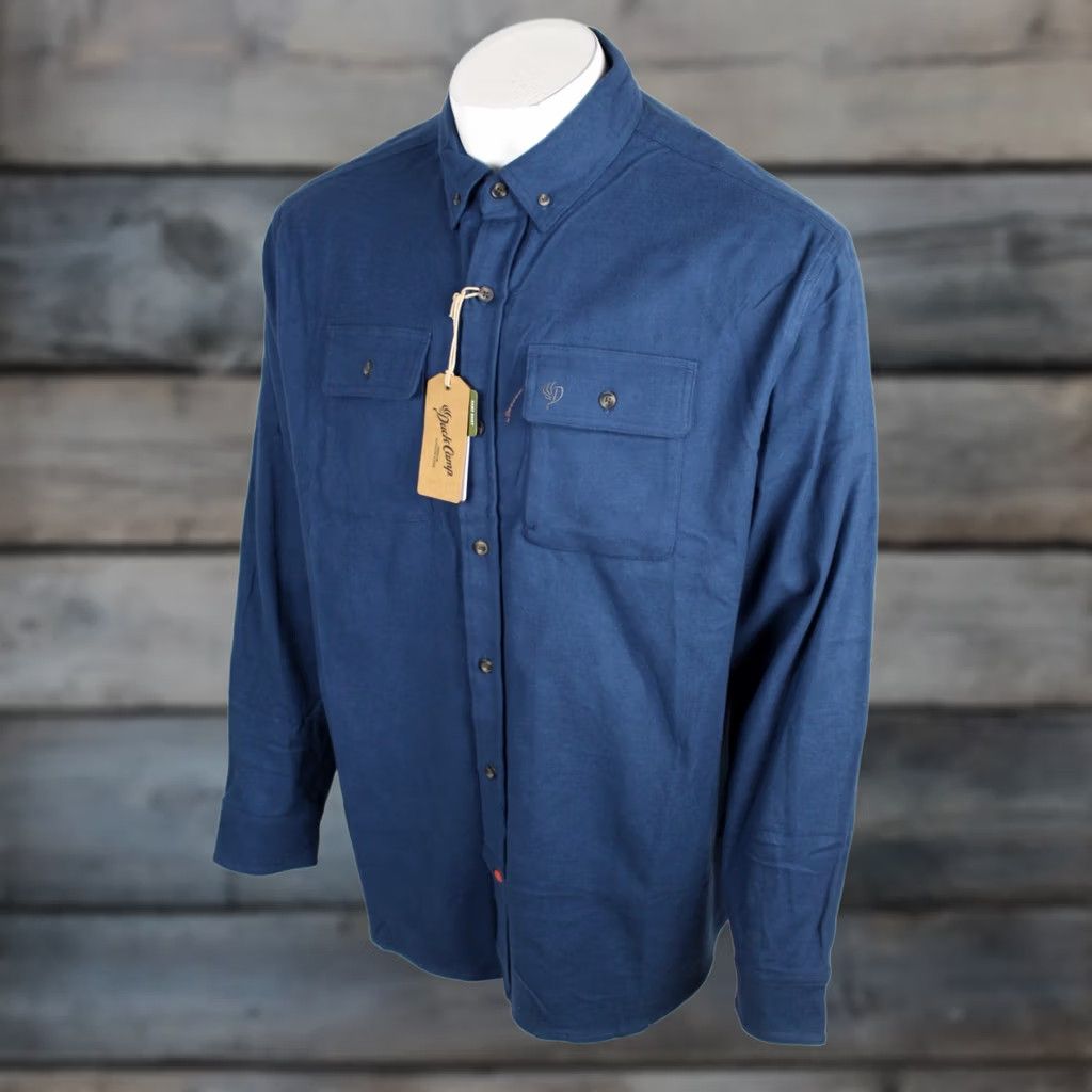 Vintage Duck Camp Men’s Camp Shirt Flannel Long Sleeve 2XL Navy CS300 Blue 97% Cotton 3% Spandex Button-Up Pockets Solid Casual Workwear Shirt Size US XXL / EU 58 / 5 - 1 Thumbnail