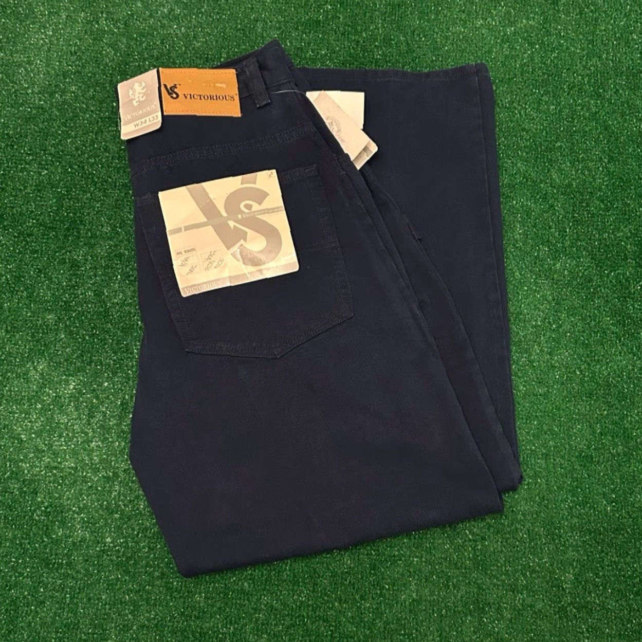 Vintage VINTAGE Victorious Jeans VTG Mens Baggy Skater Grunge 34 Dark Navy Blue 34x32 Wide-Leg Mens Size US 34 / EU 50 - 7 Thumbnail