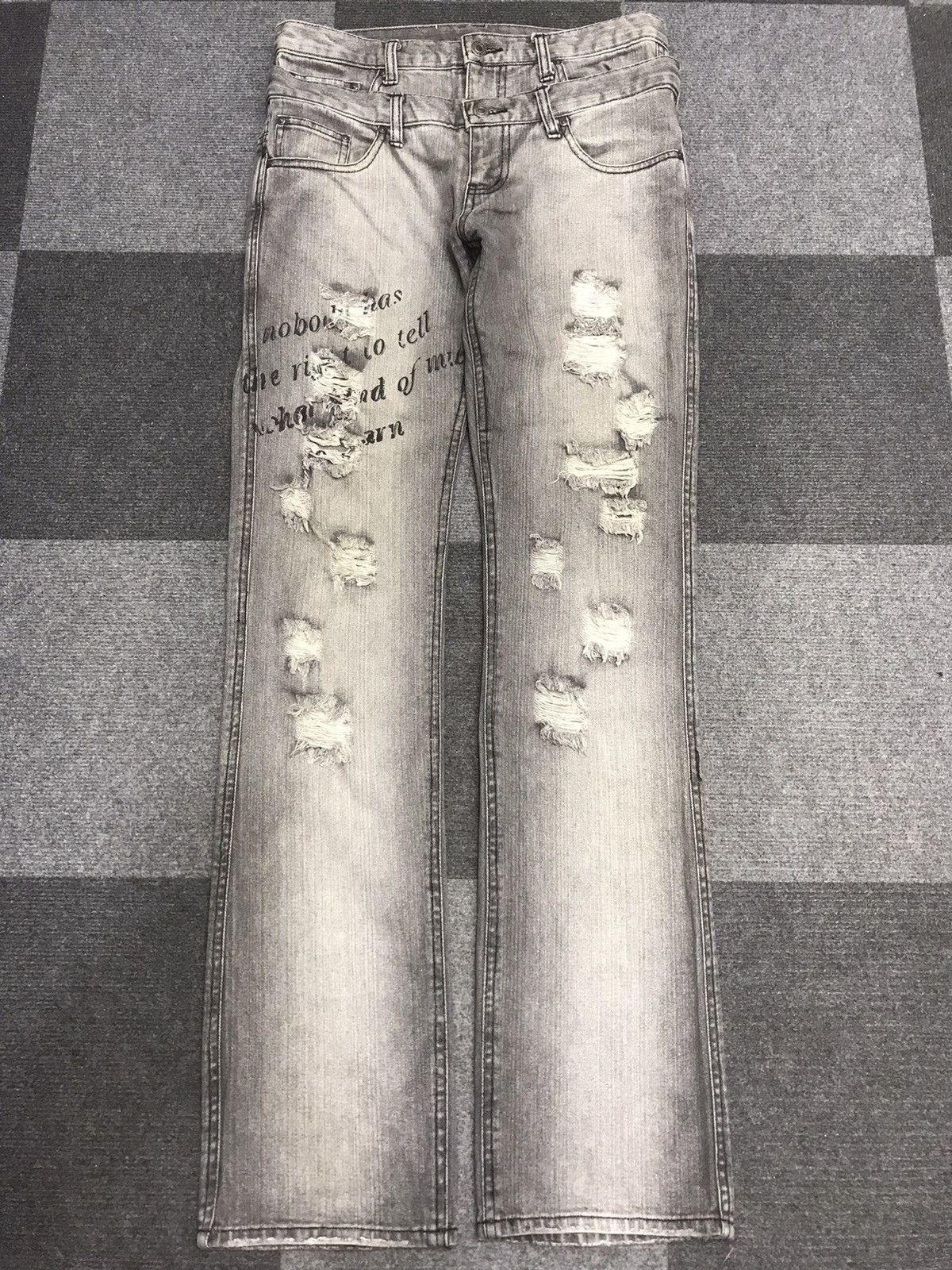 Japanese Brand 💥DOUBLE WAIST💥LAD Japan Black Wash Distressed Denim F259 Size US 32 / EU 48 - 3 Thumbnail