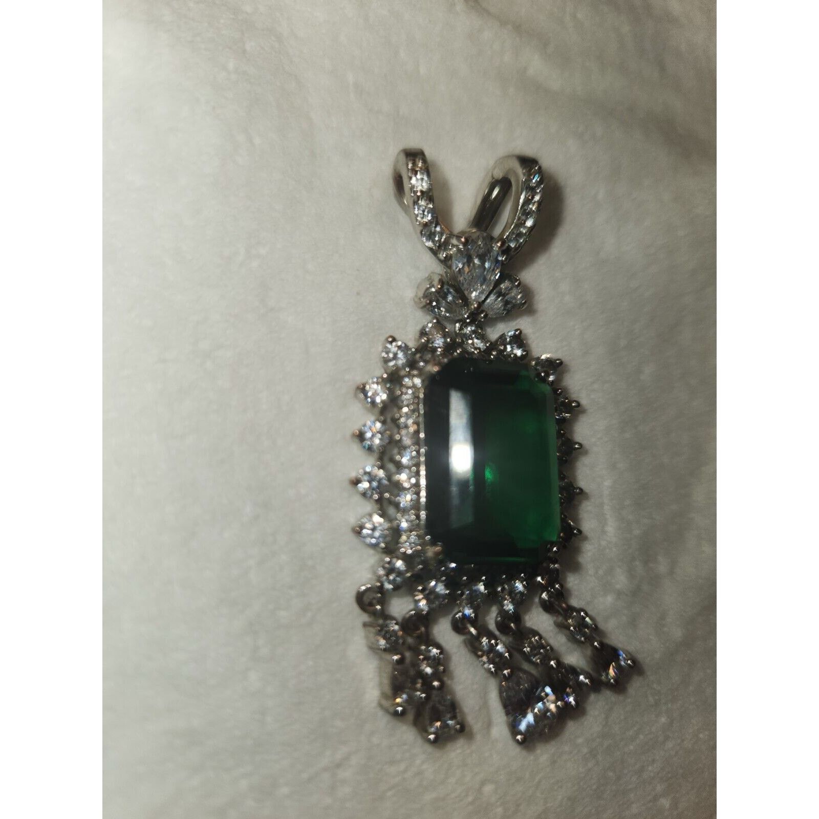 Other vintage fabulous silver tone green & clear stones very large Size ONE SIZE - 5 Thumbnail