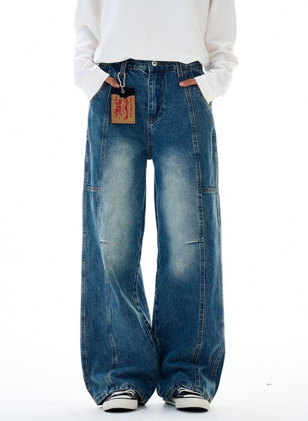 Japanese Brand Men's American street retro distressed straight jeans Size US 32 / EU 48 - 2 Thumbnail