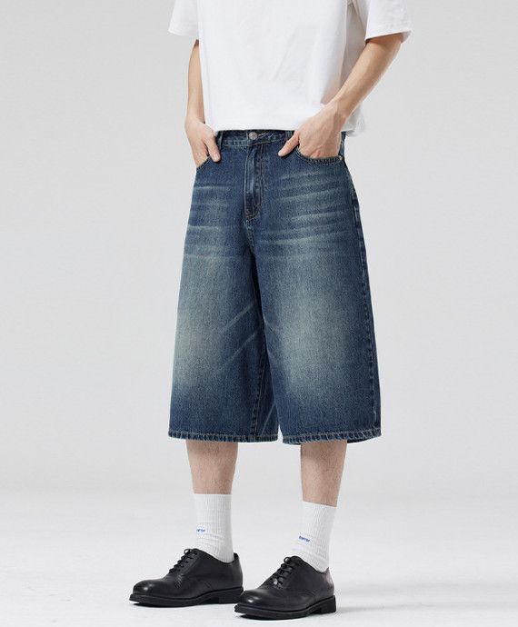 Japanese Brand American men's straight wide-leg baggy denim shorts Size US 32 / EU 48 - 2 Thumbnail